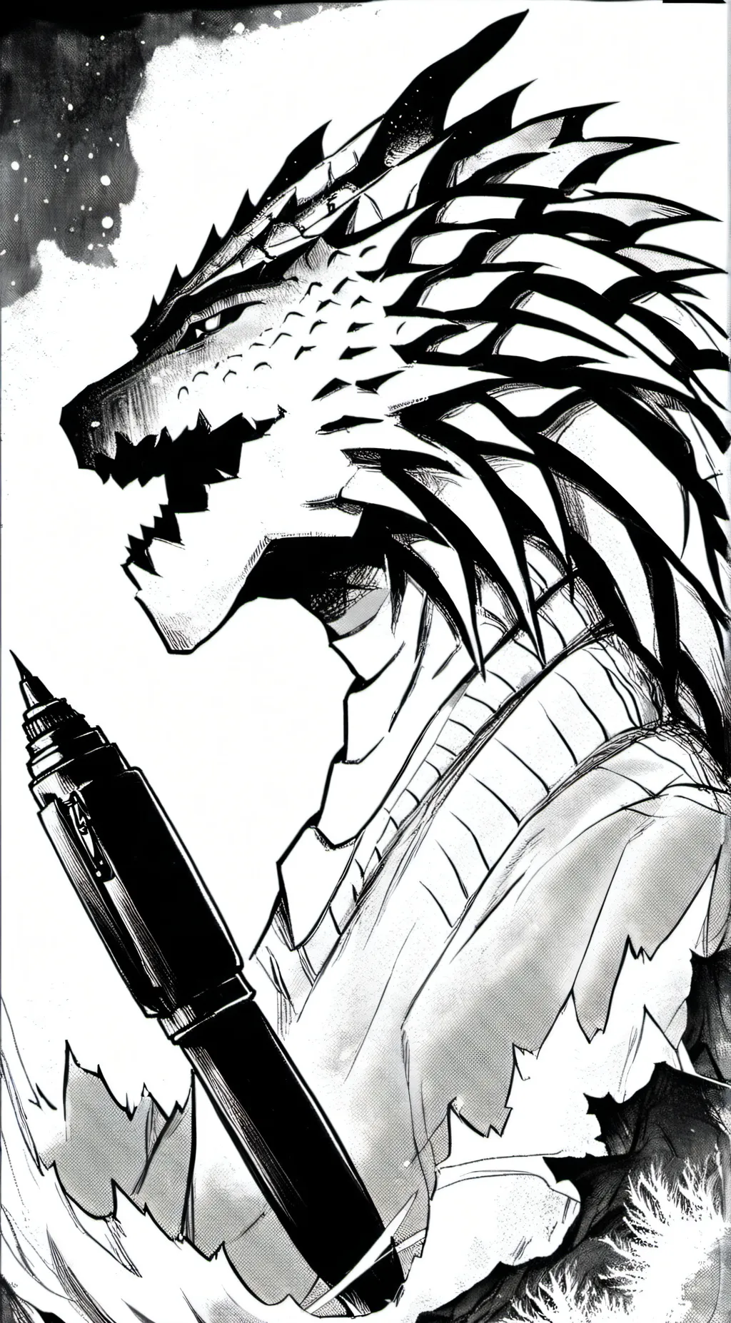 ai character: godzilla dad  background