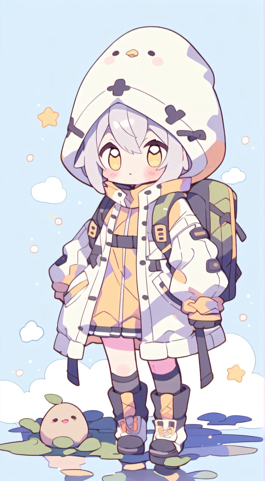 ai character: Coco and potato  background