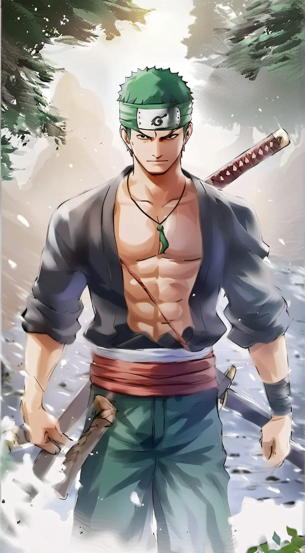 ai character: zoro  background