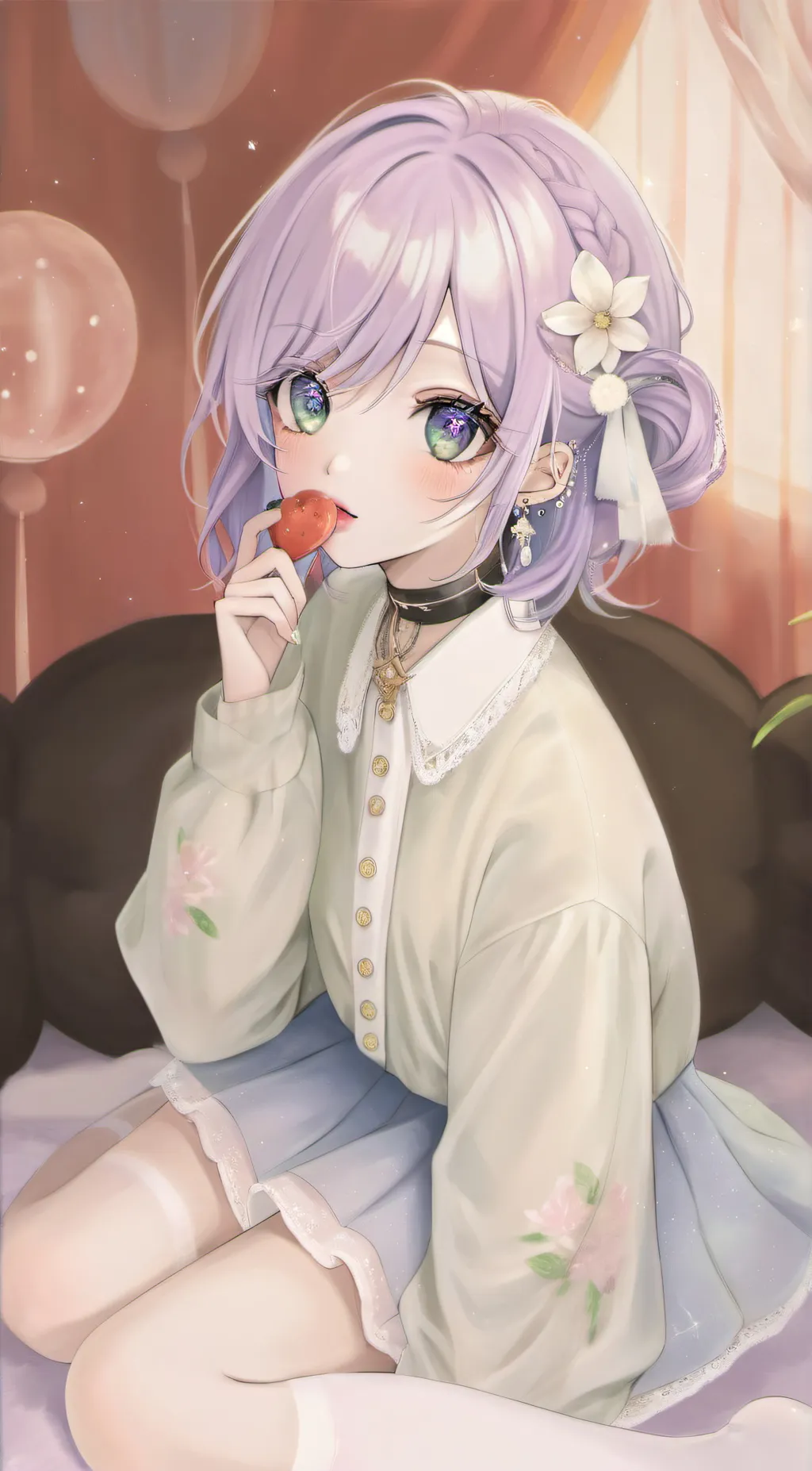 ai character: Strawberry background