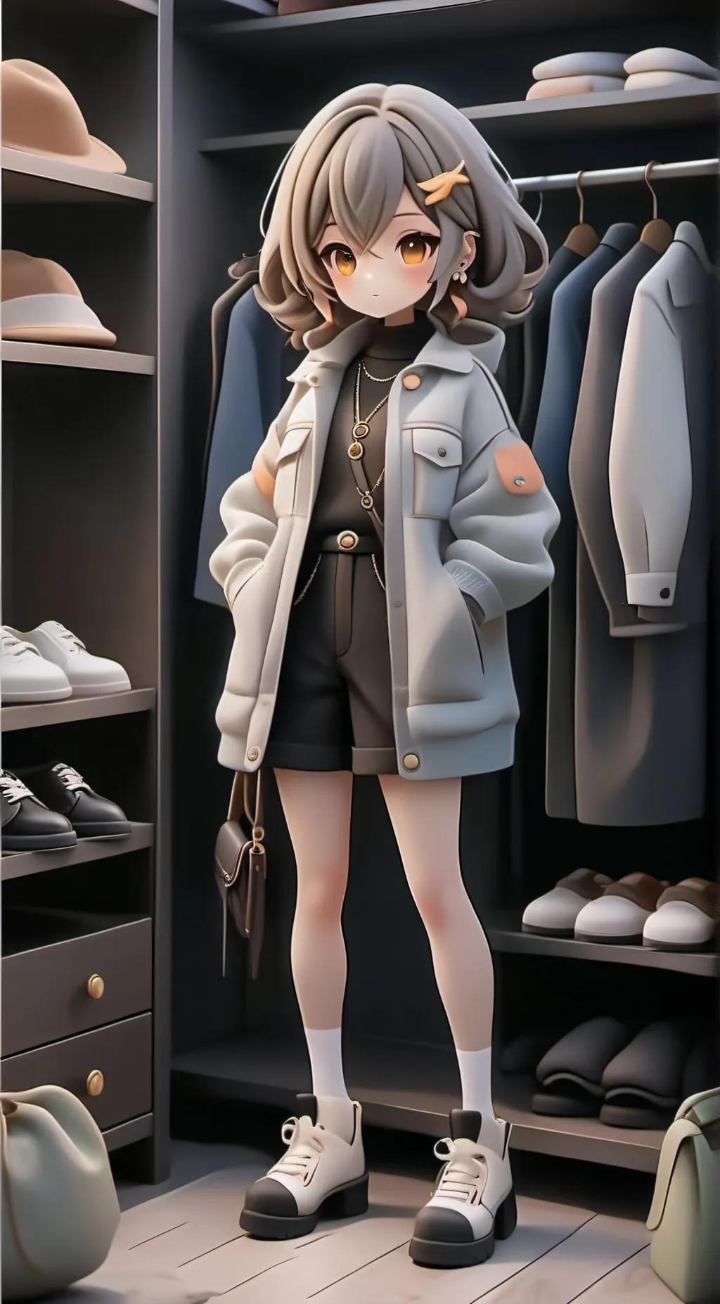 ai character: Closet (girl fits) background