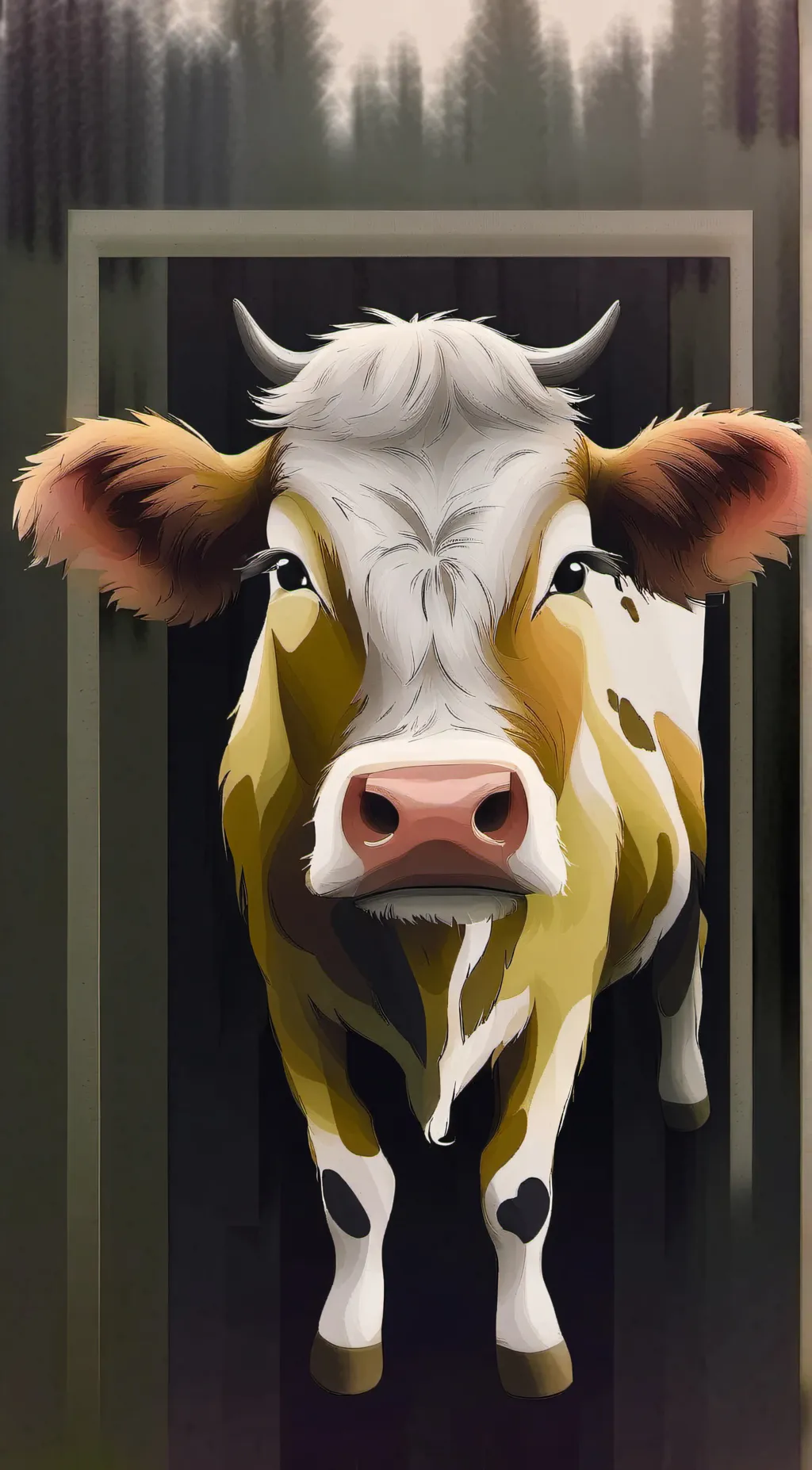ai character: Cow cow  background