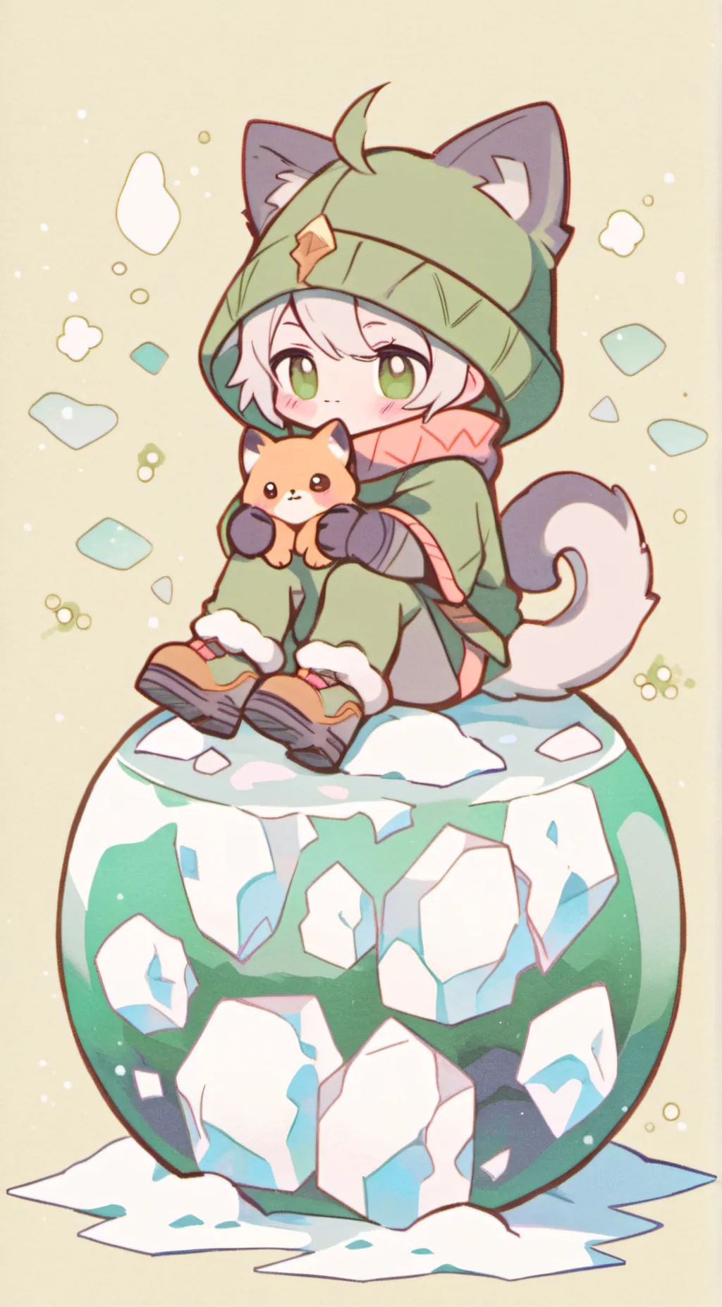 ai character: Ice cat queen background