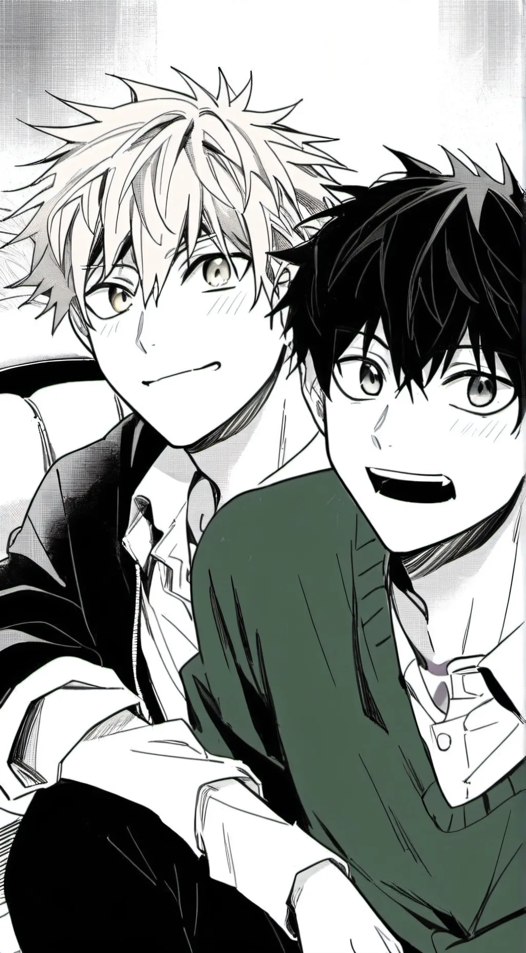 ai character: Bakugo and Deku background