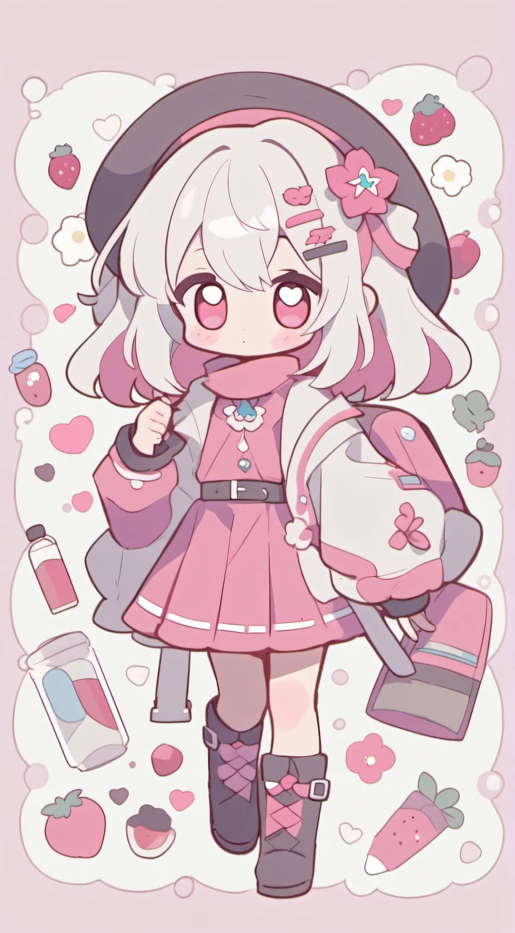 ai character: Strawberry background