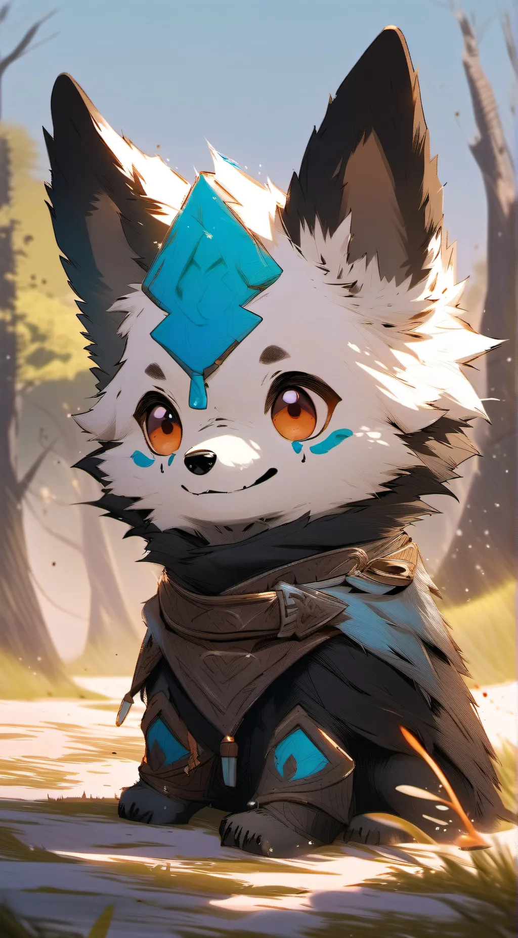 ai character: Slime pup blue. background