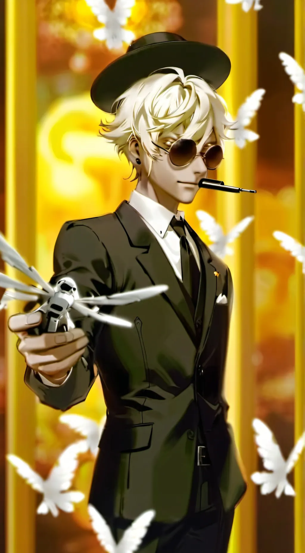 ai character: Maid n funny mean  background