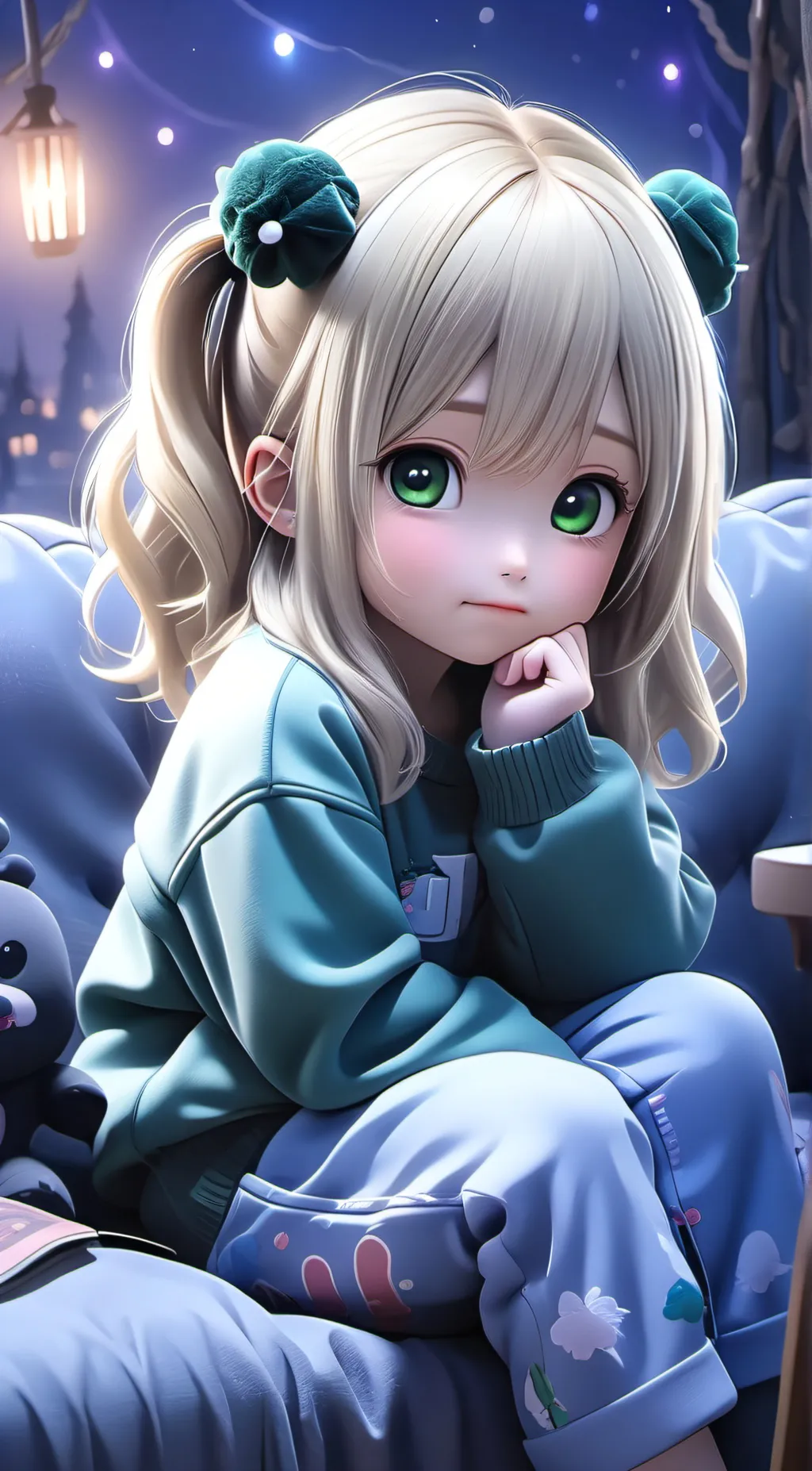 ai character: Violet background