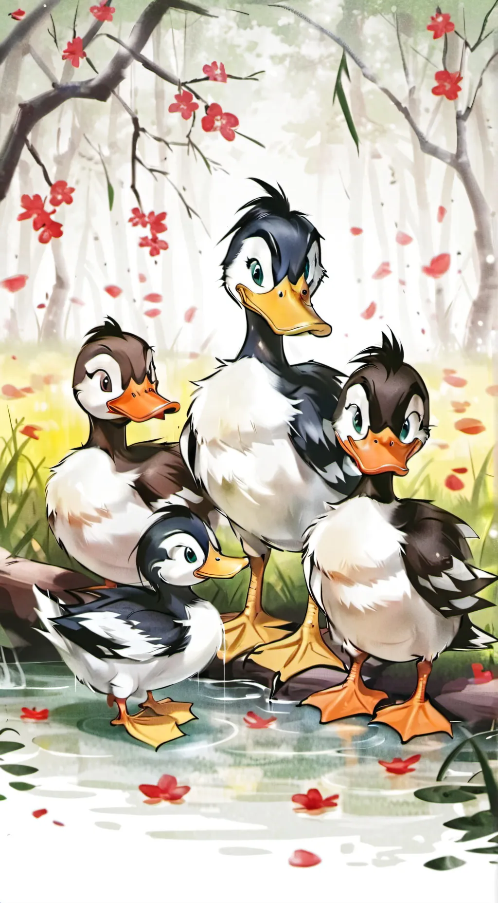 ai character: Christa,s ducks background