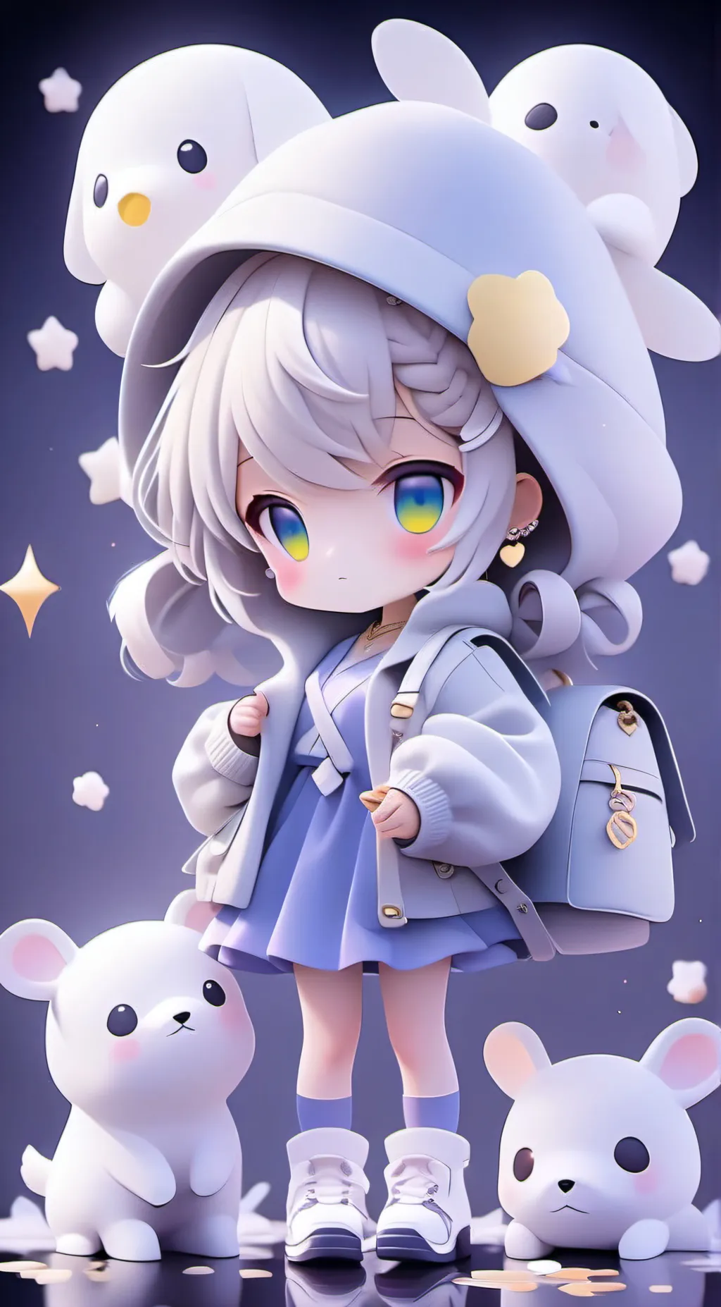 ai character: smiling Critters background