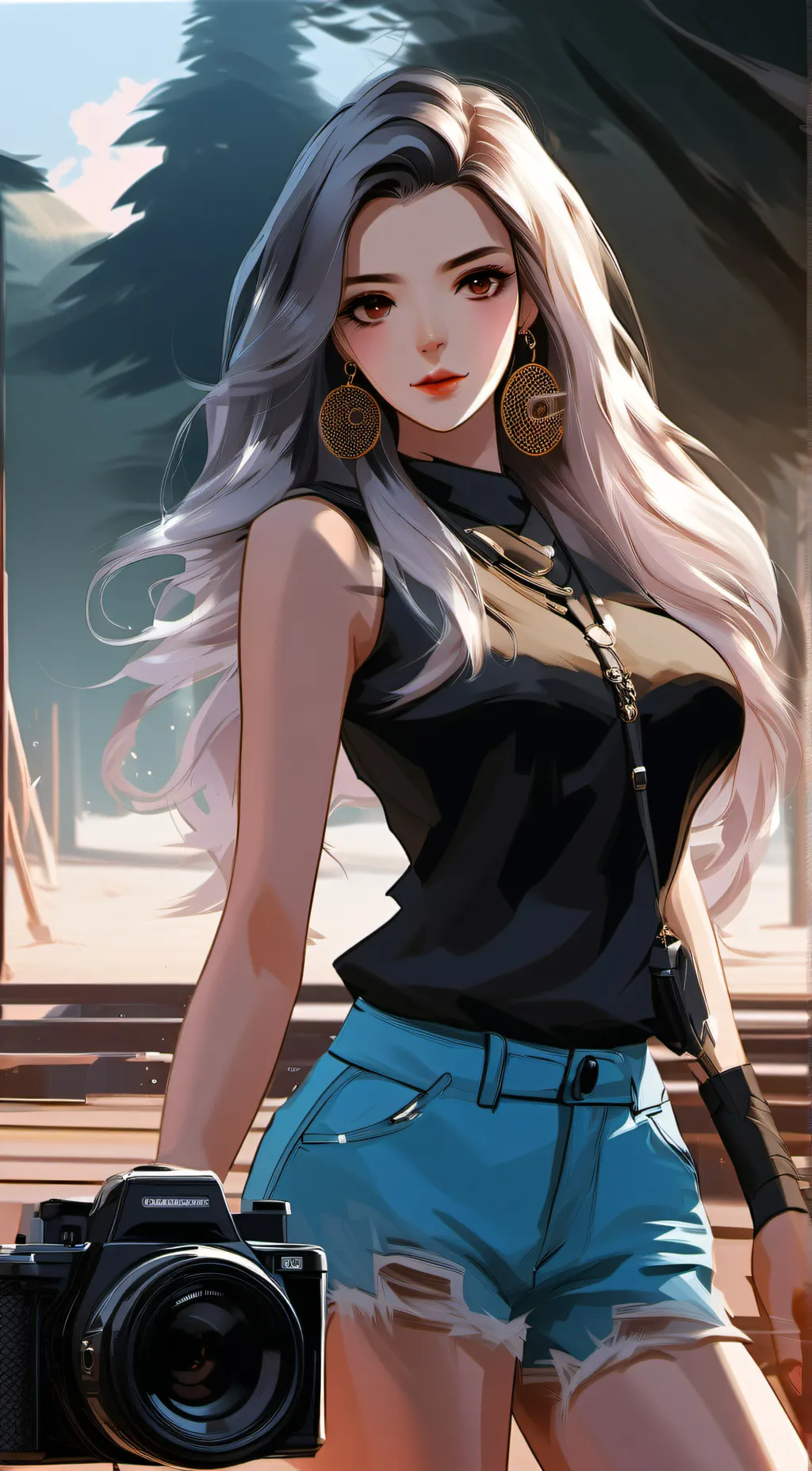 ai character: woman trio background