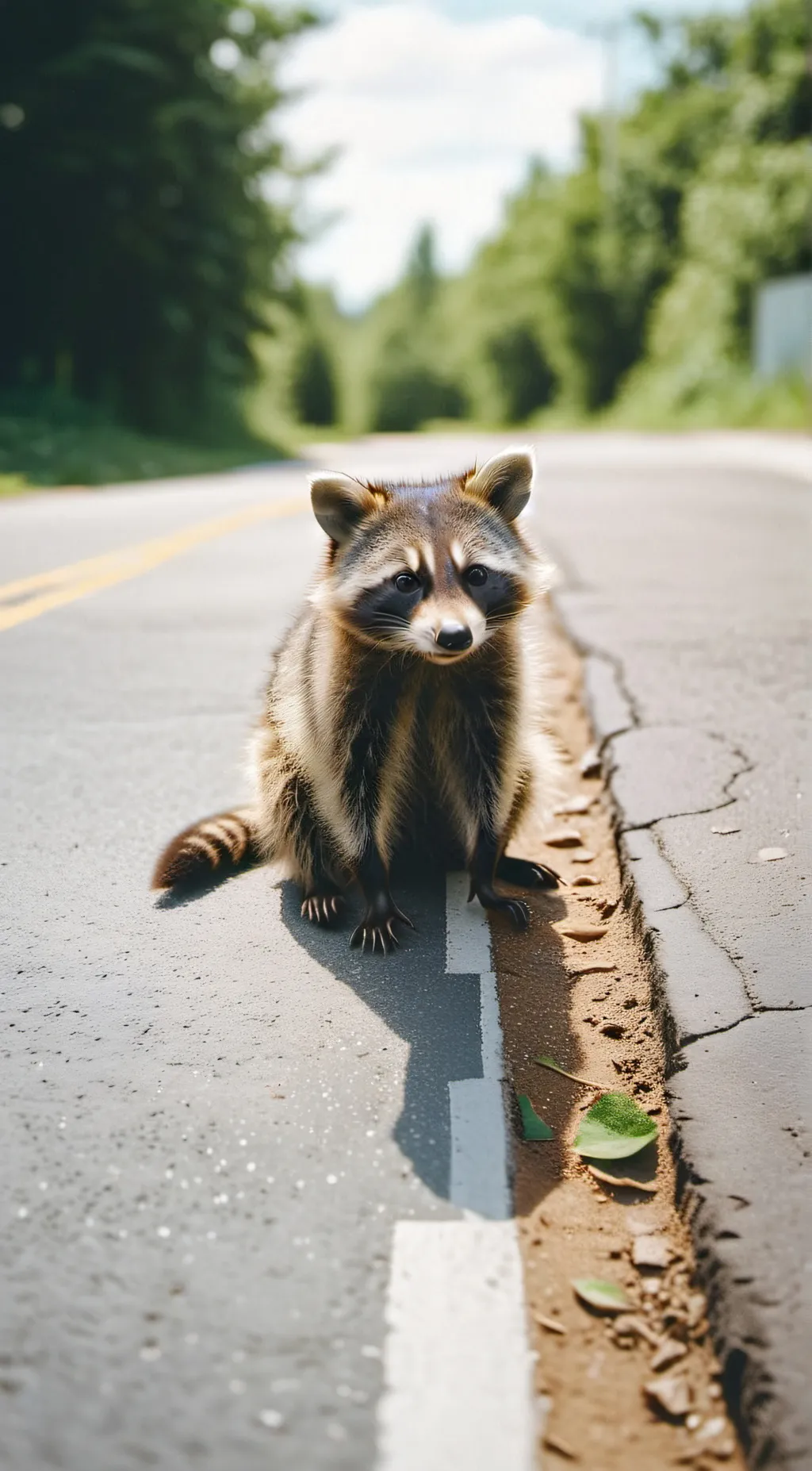 ai character: lonely raccoon background