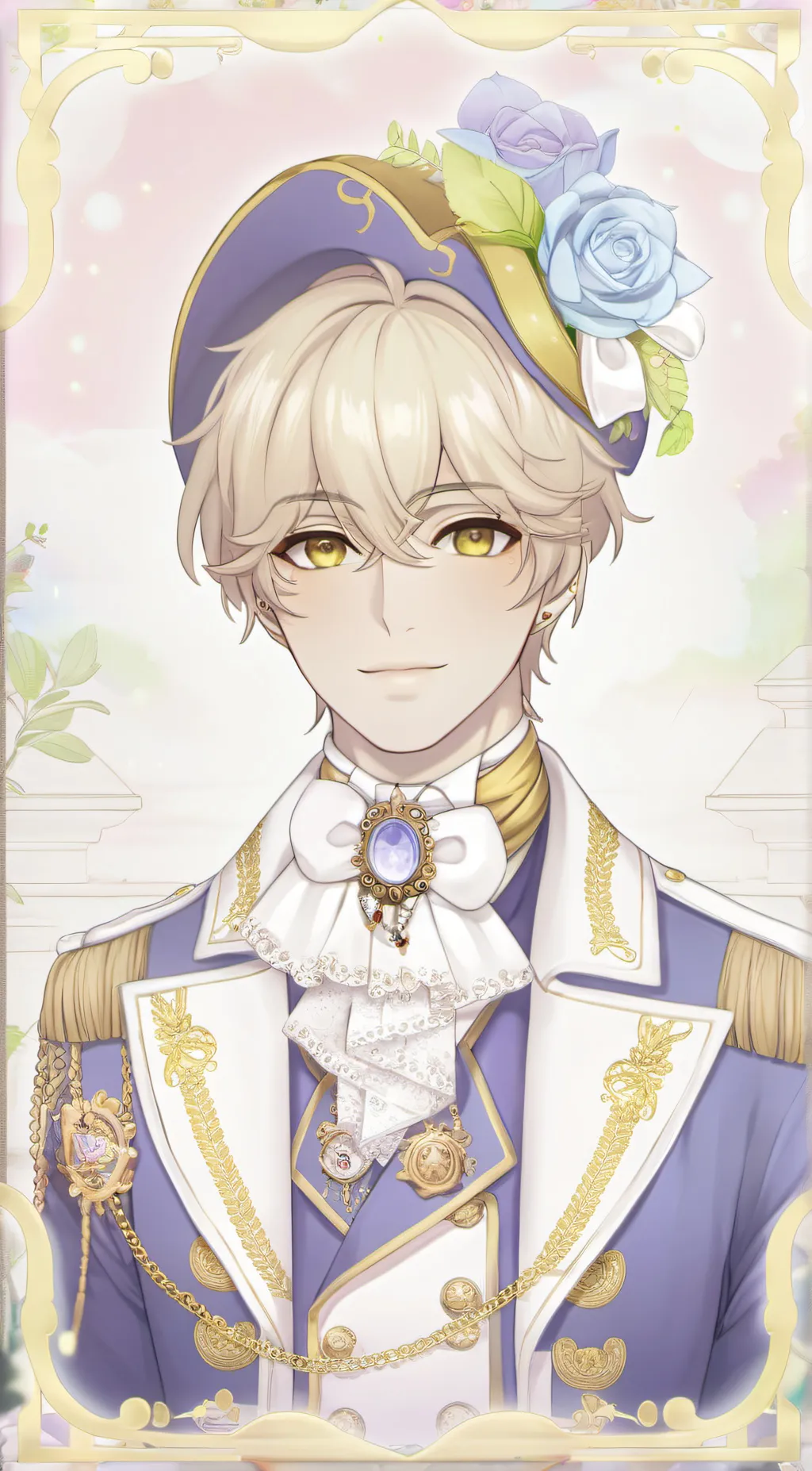 ai character: gold watcher  background