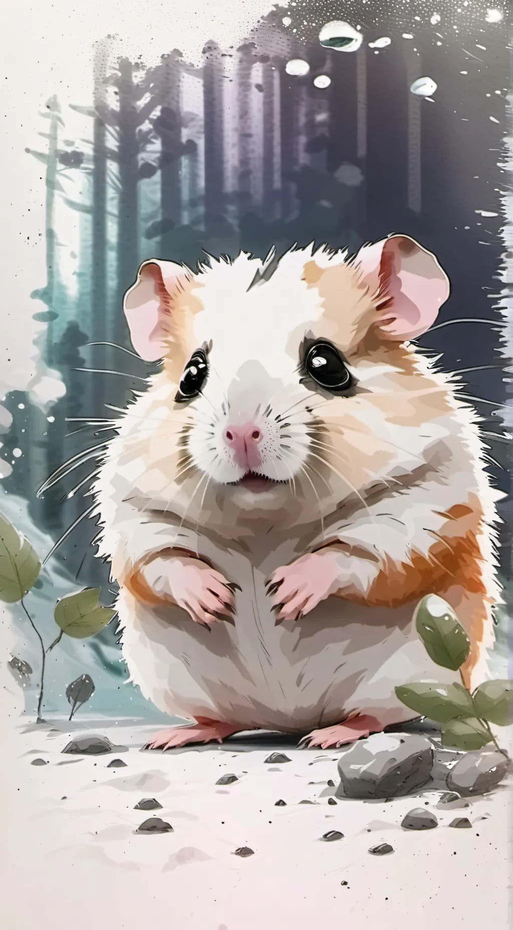 ai character: sad, hamster meme background