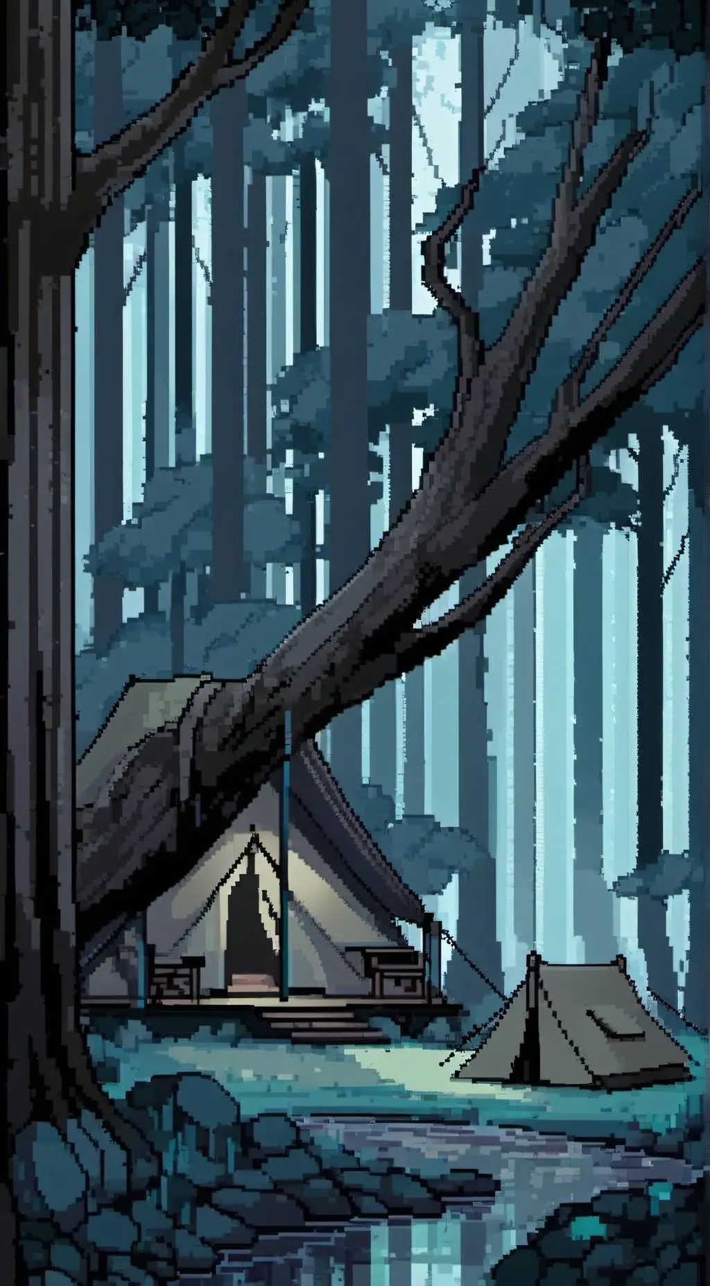 ai character: Hazbin Camping background