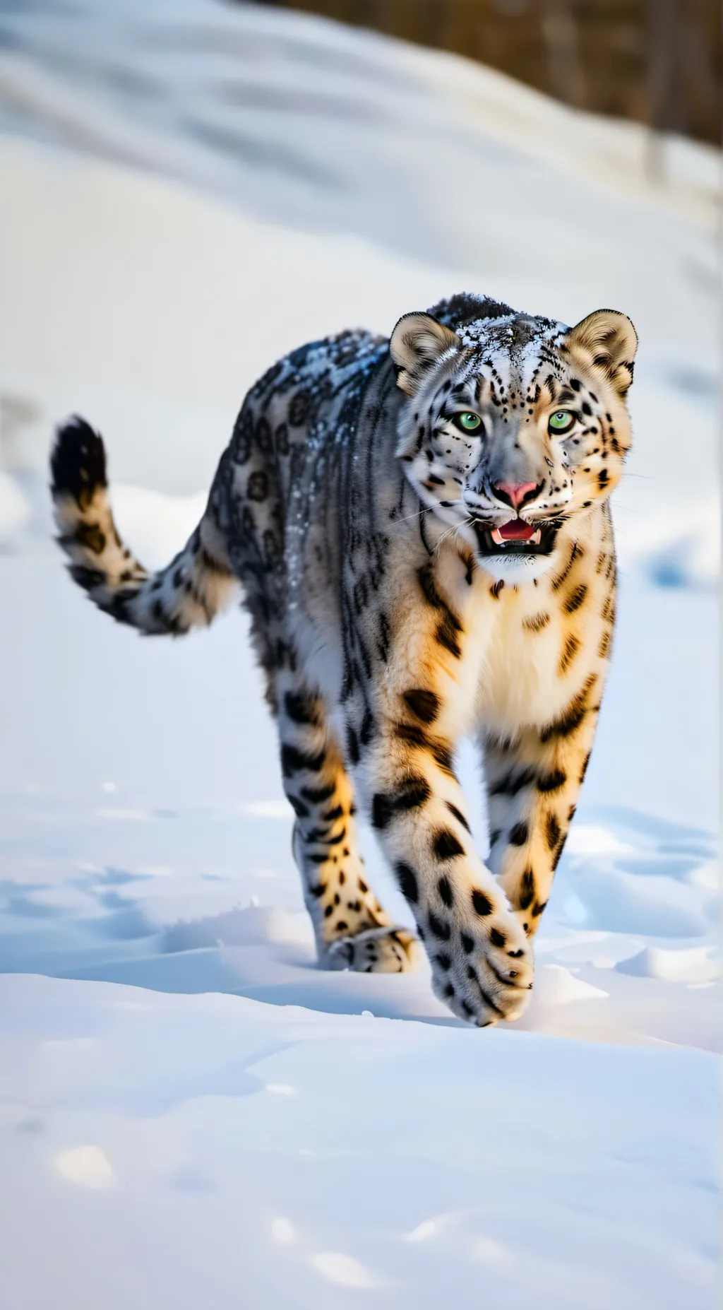 ai character: Snow leopard background