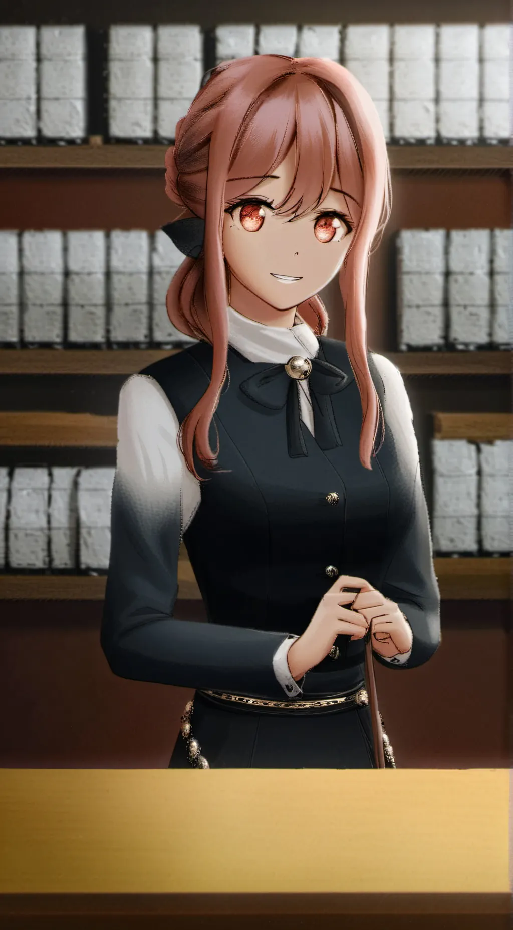ai character: monika puppet background