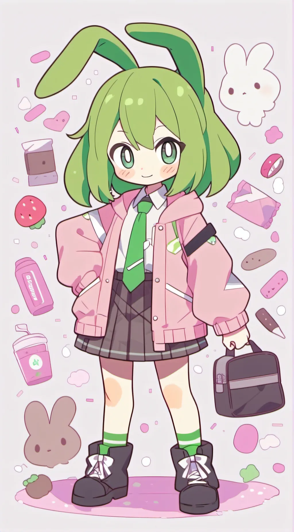 ai character: greenapple the bun background