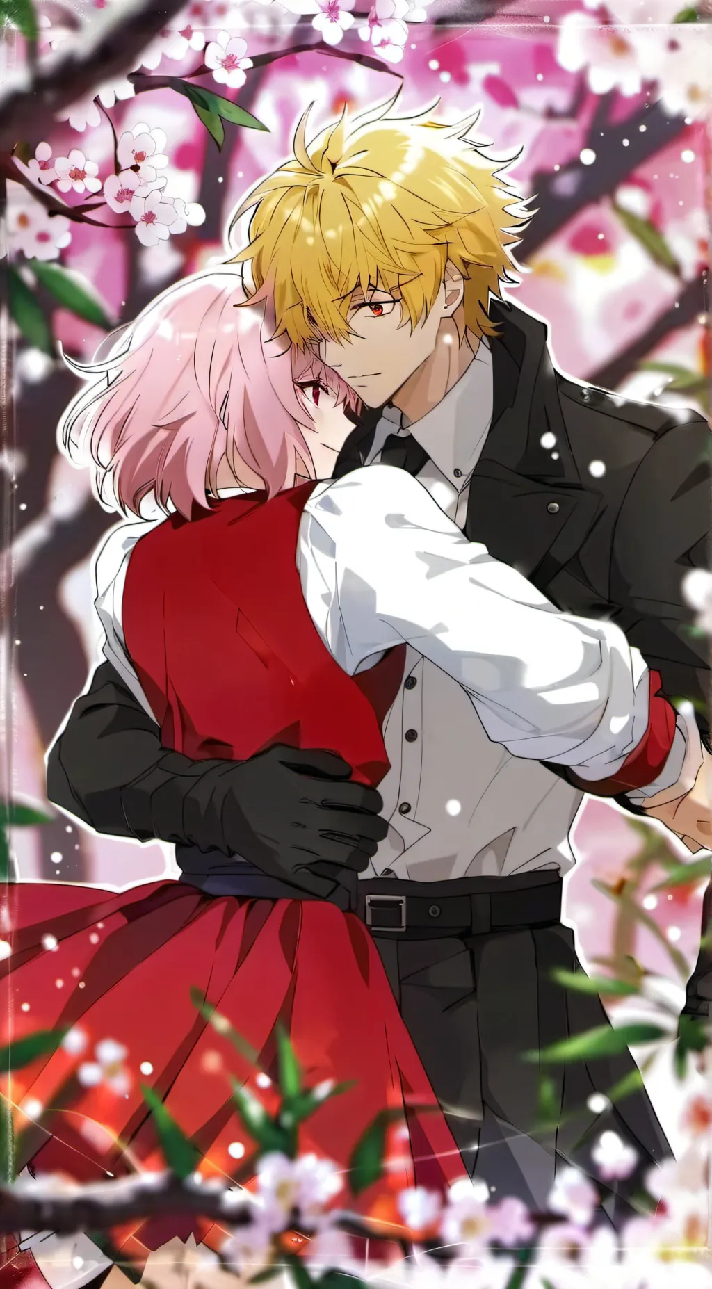 ai character: mina and bakugou  background