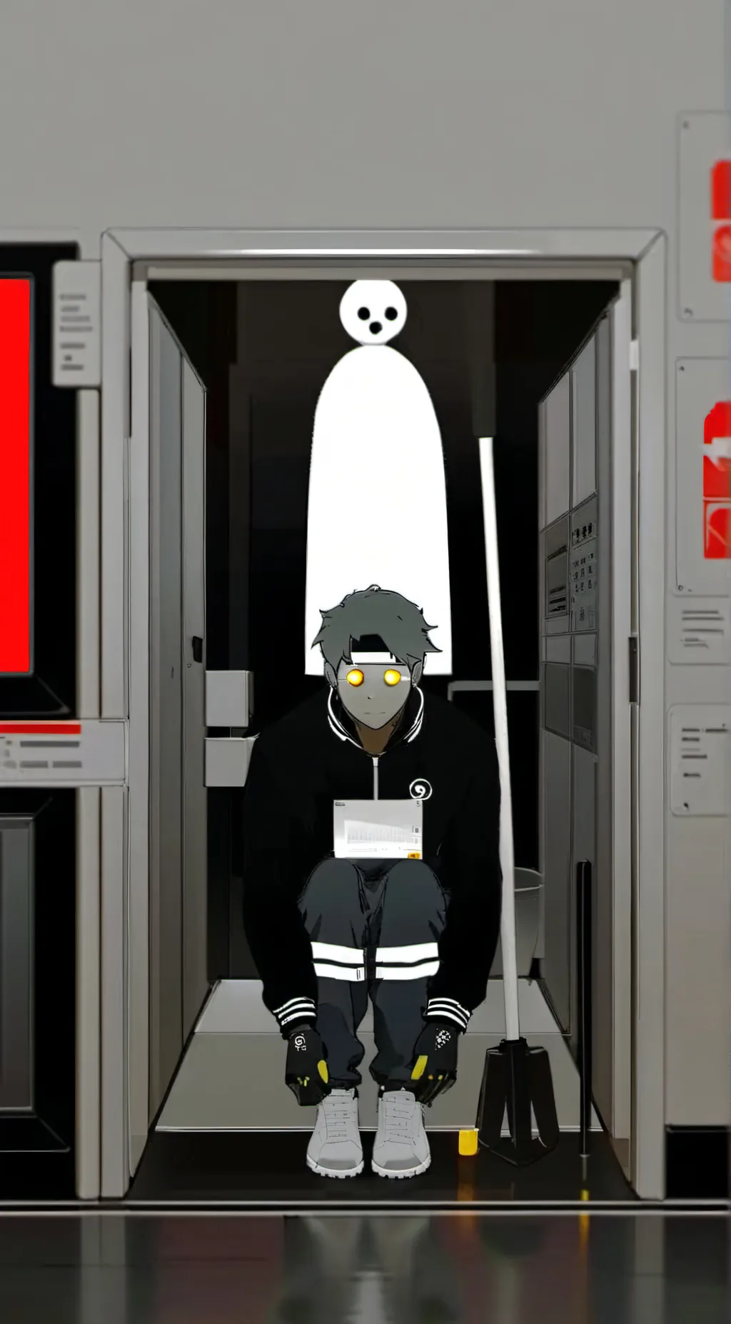 ai character: scientist camraman background