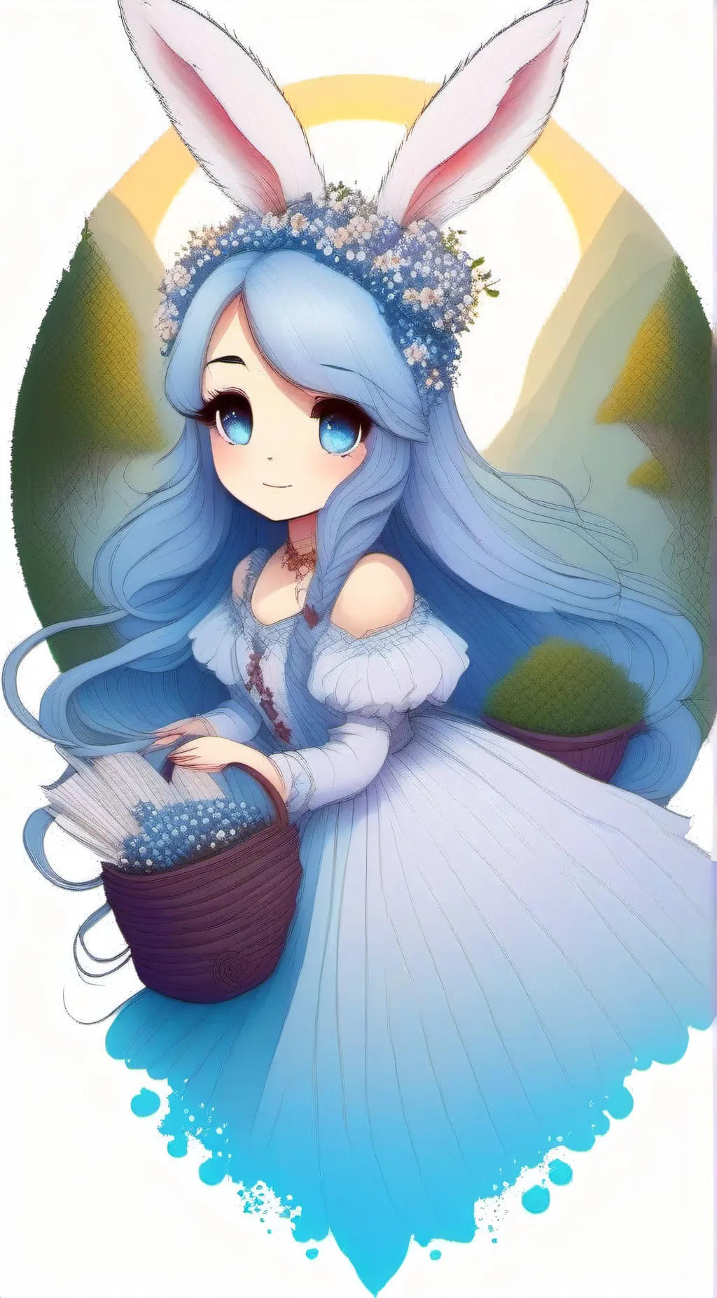 ai character: Blooming bunnies background