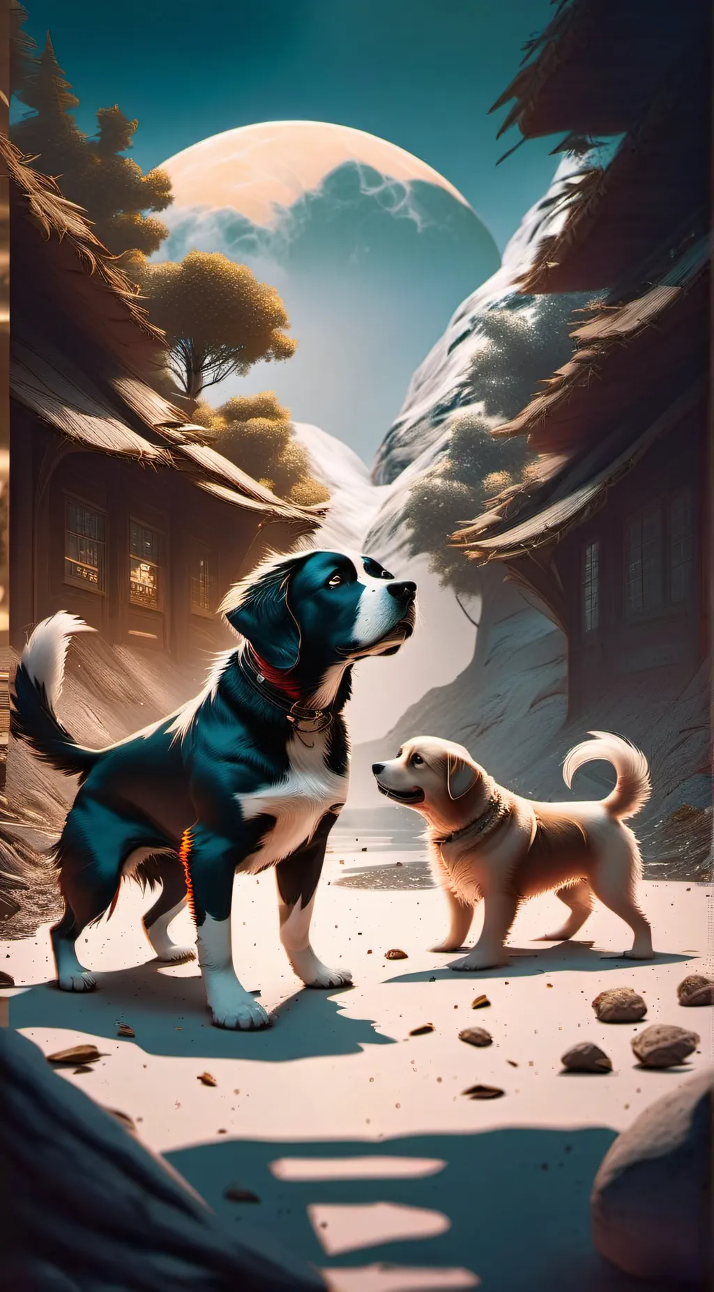 ai character:  dog Day background