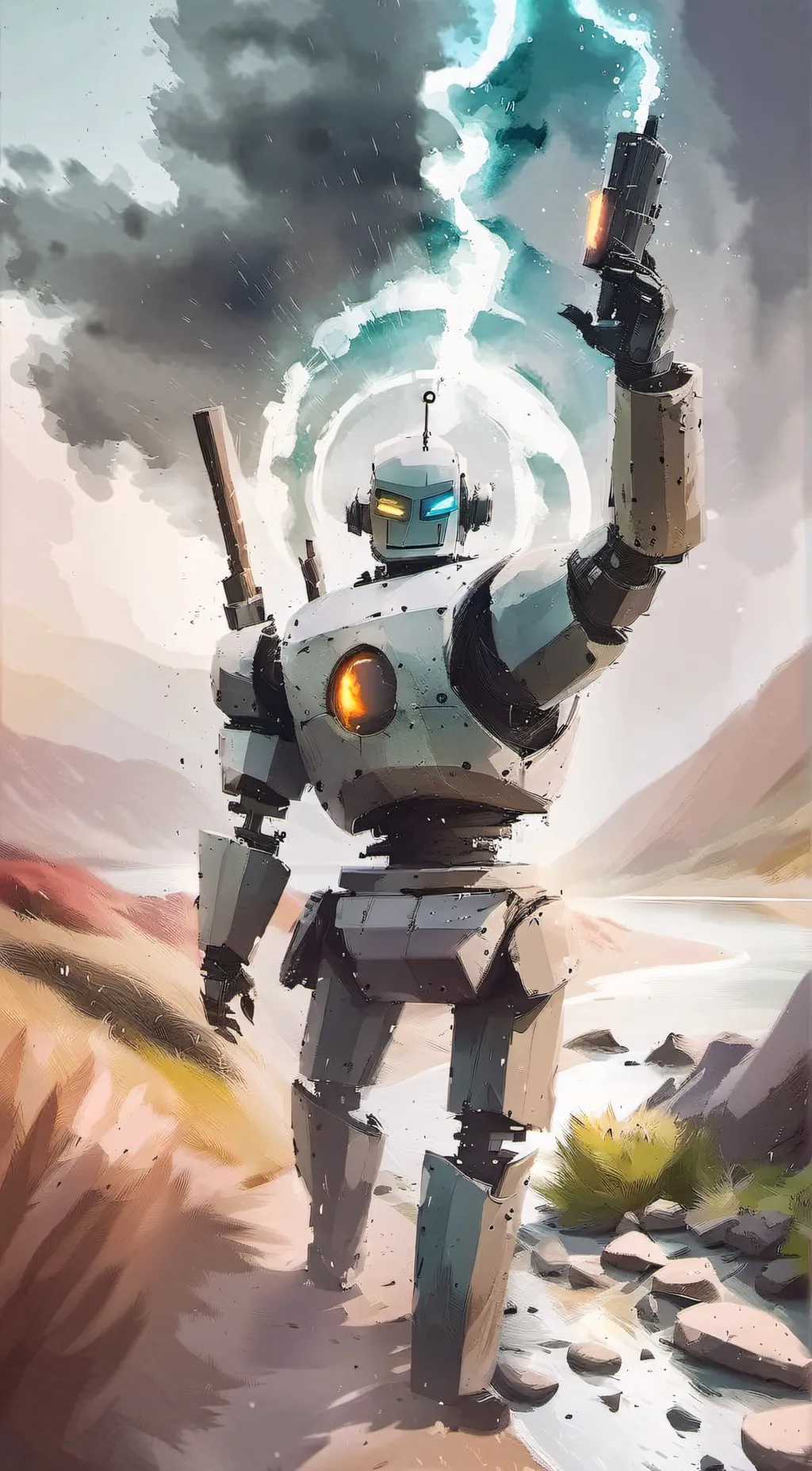 ai character: mech x 4 background