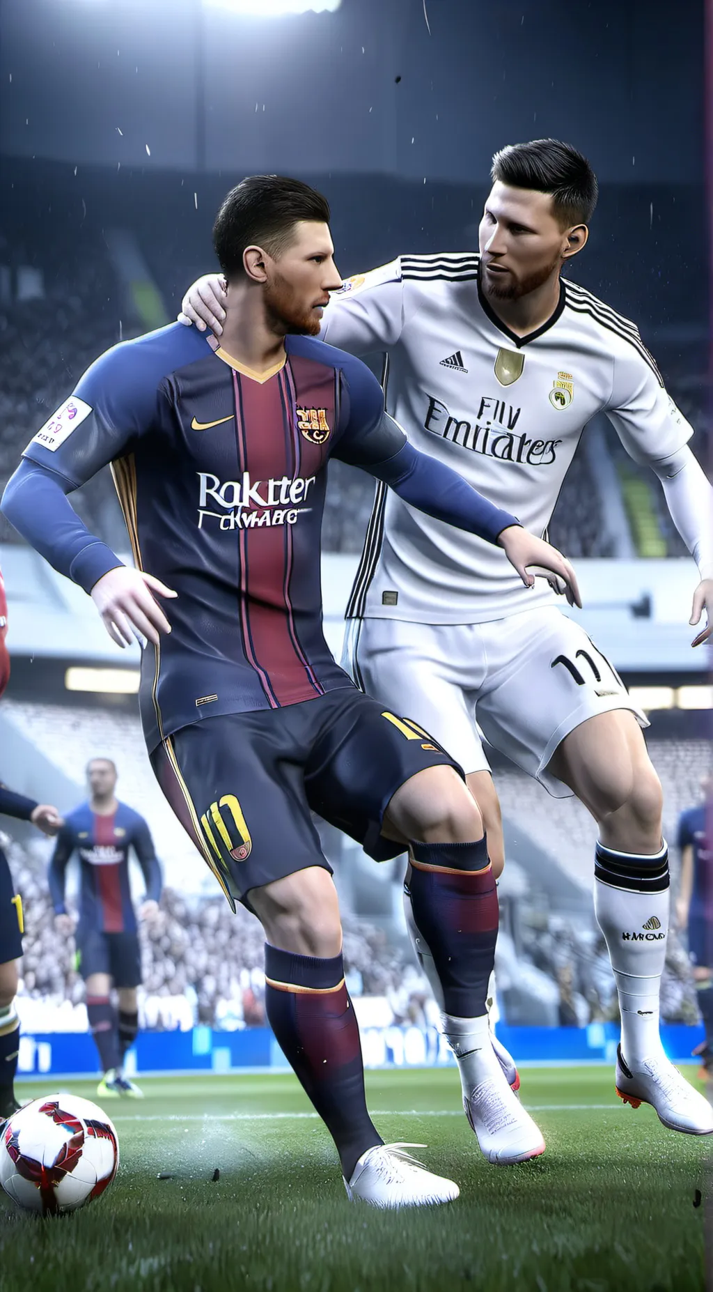 ai character: meesi and ronaldo  background