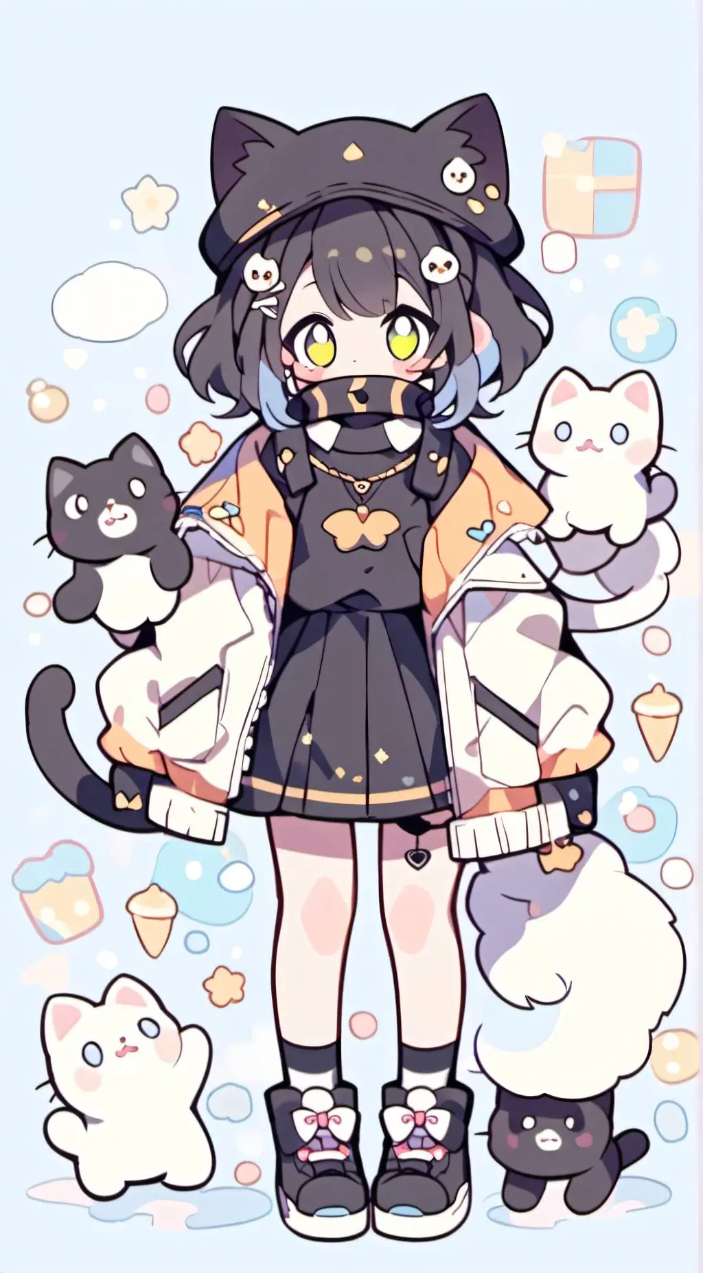 ai character: Mentally crazy cat background