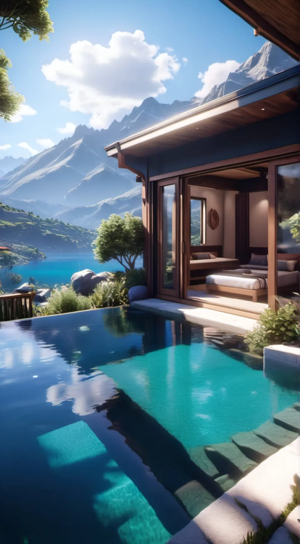 ai character: Pool party background