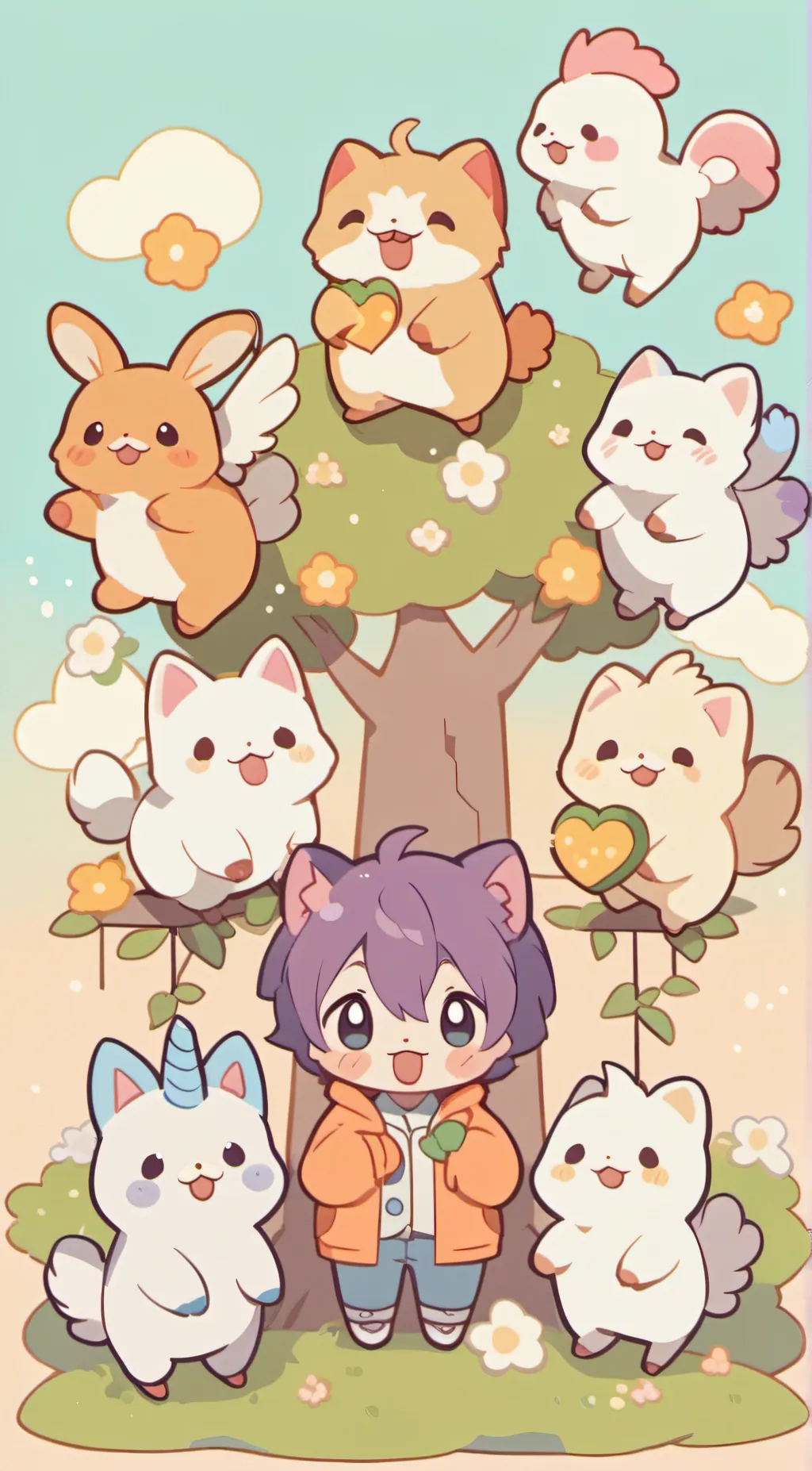 ai character: smiling critters  background