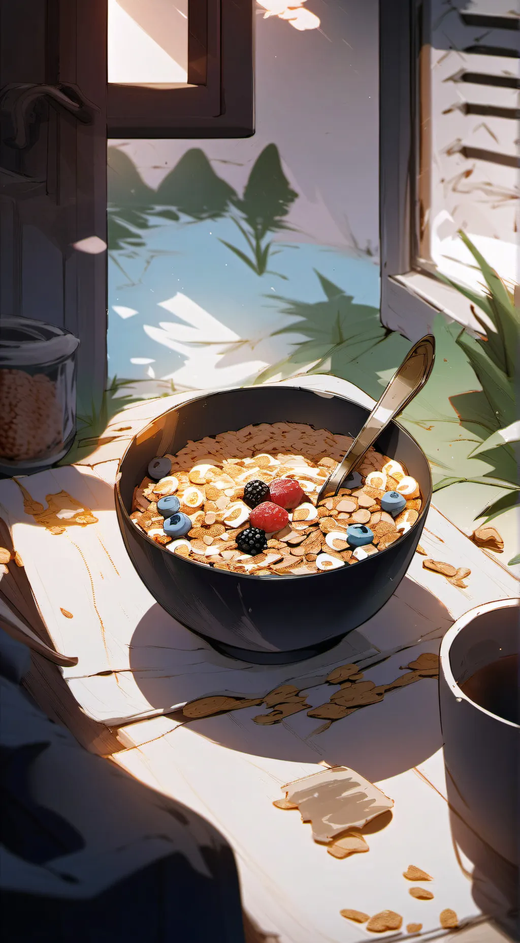 ai character: Bowl of cereal  background