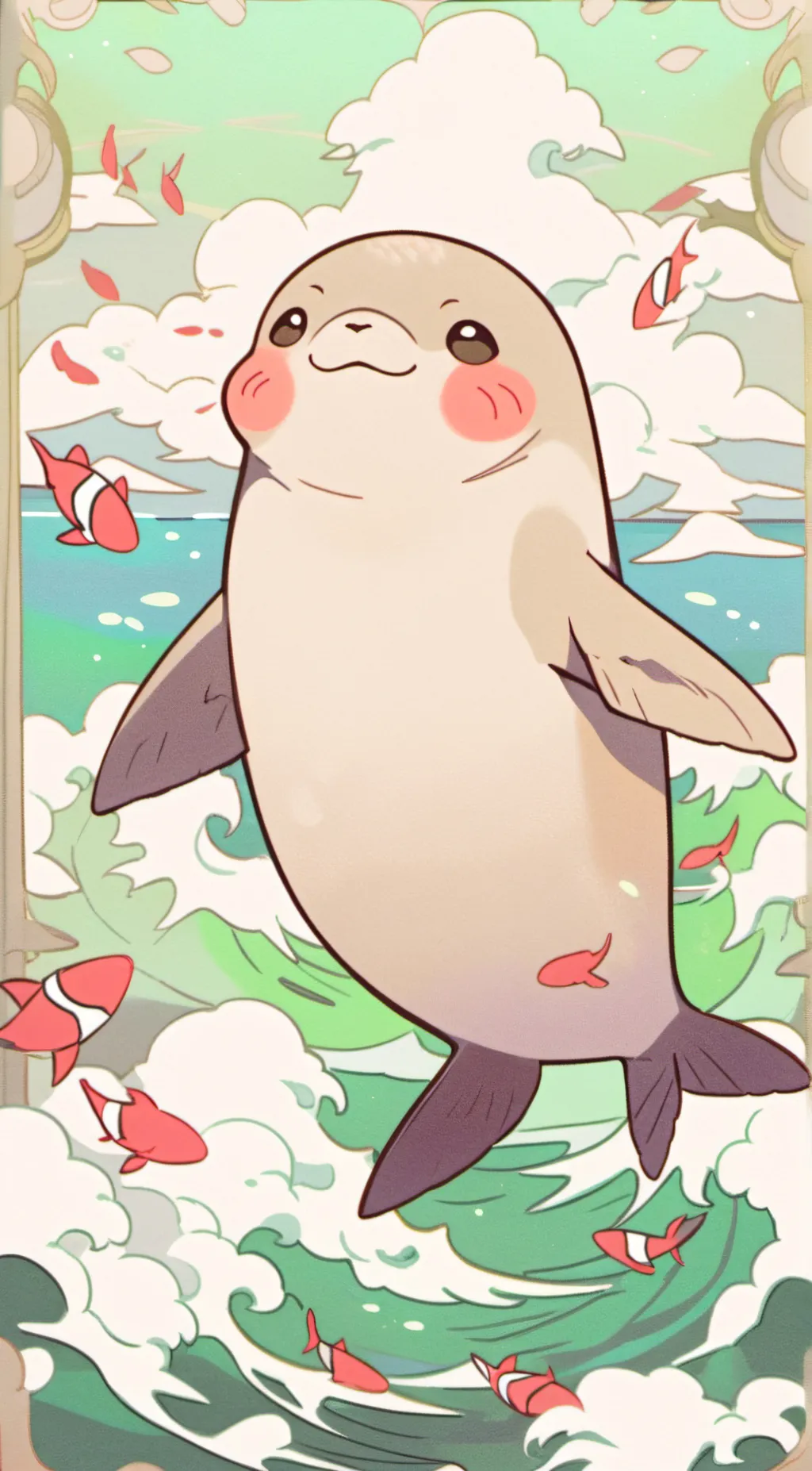 ai character: Winter the seal background