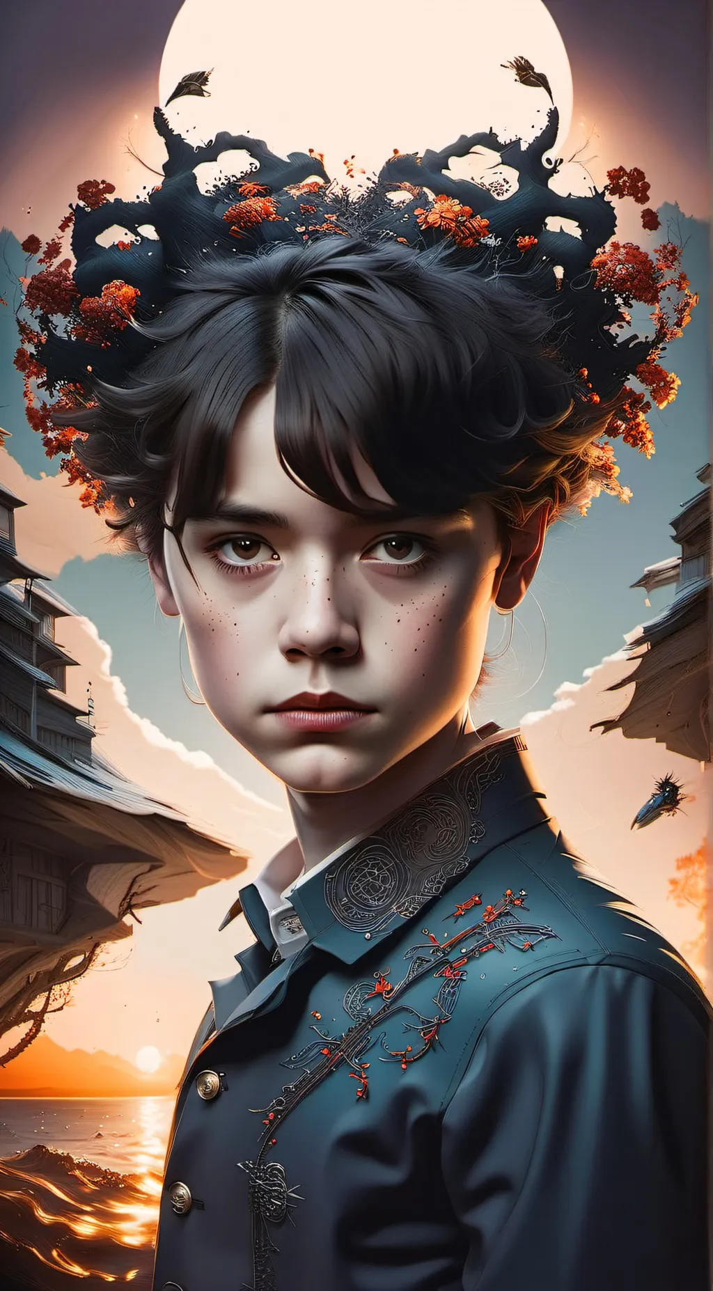 ai character: Wednesday as a boy background