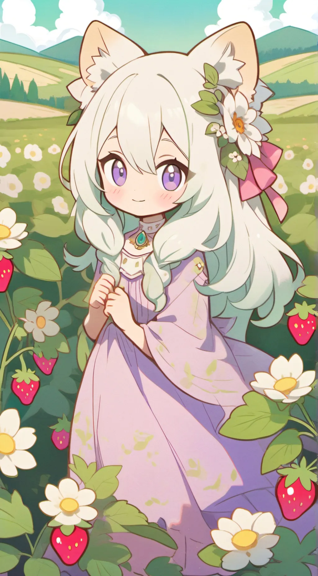 ai character: strawberry  background