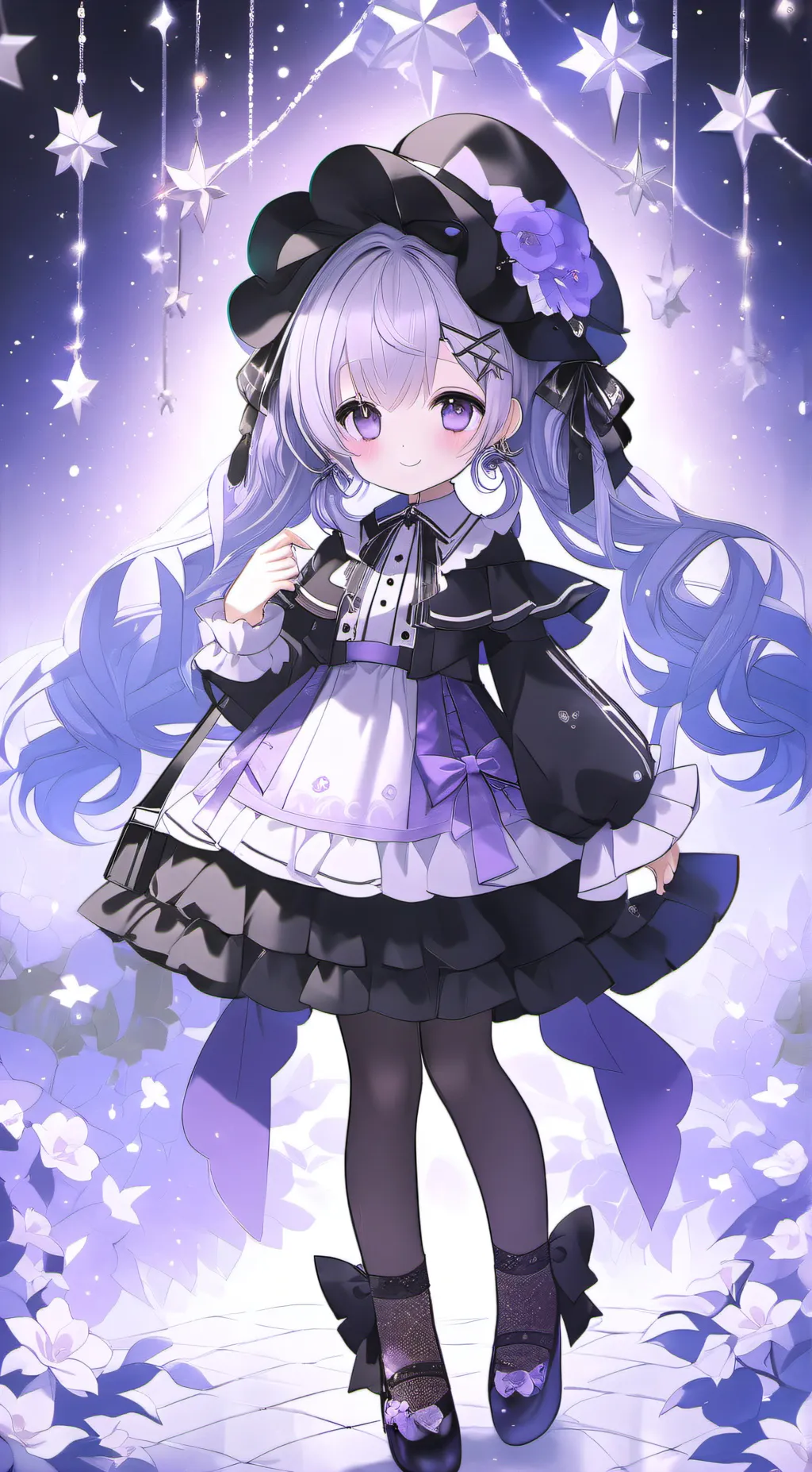 ai character: Violet background
