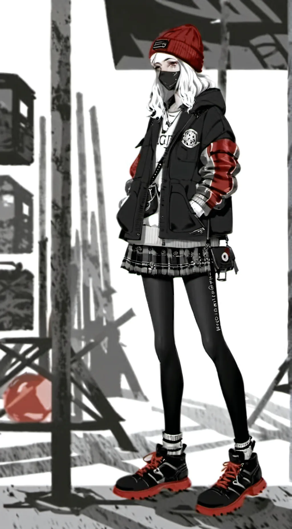 ai character: Grunge girl  background