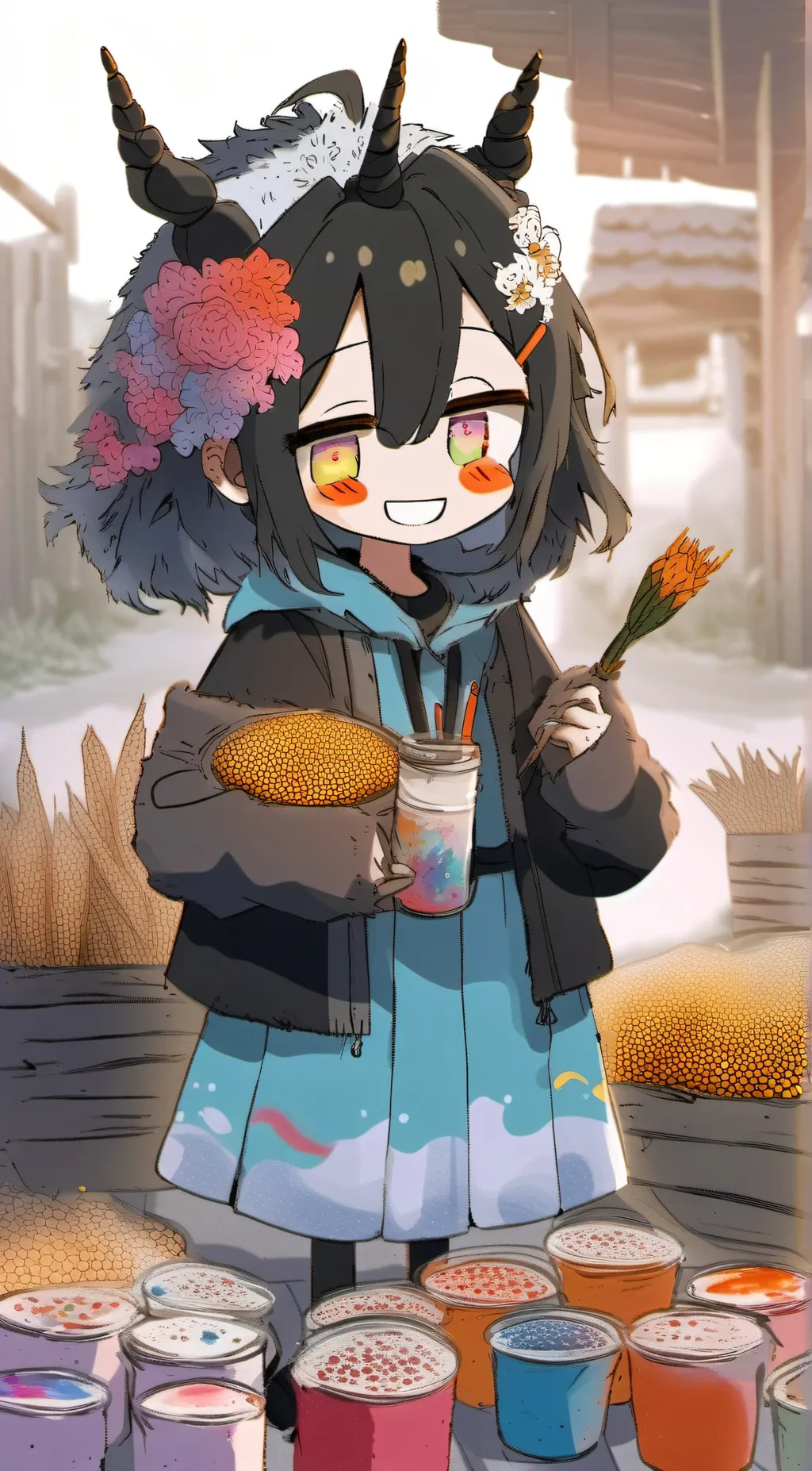 ai character: Crafty corn  background