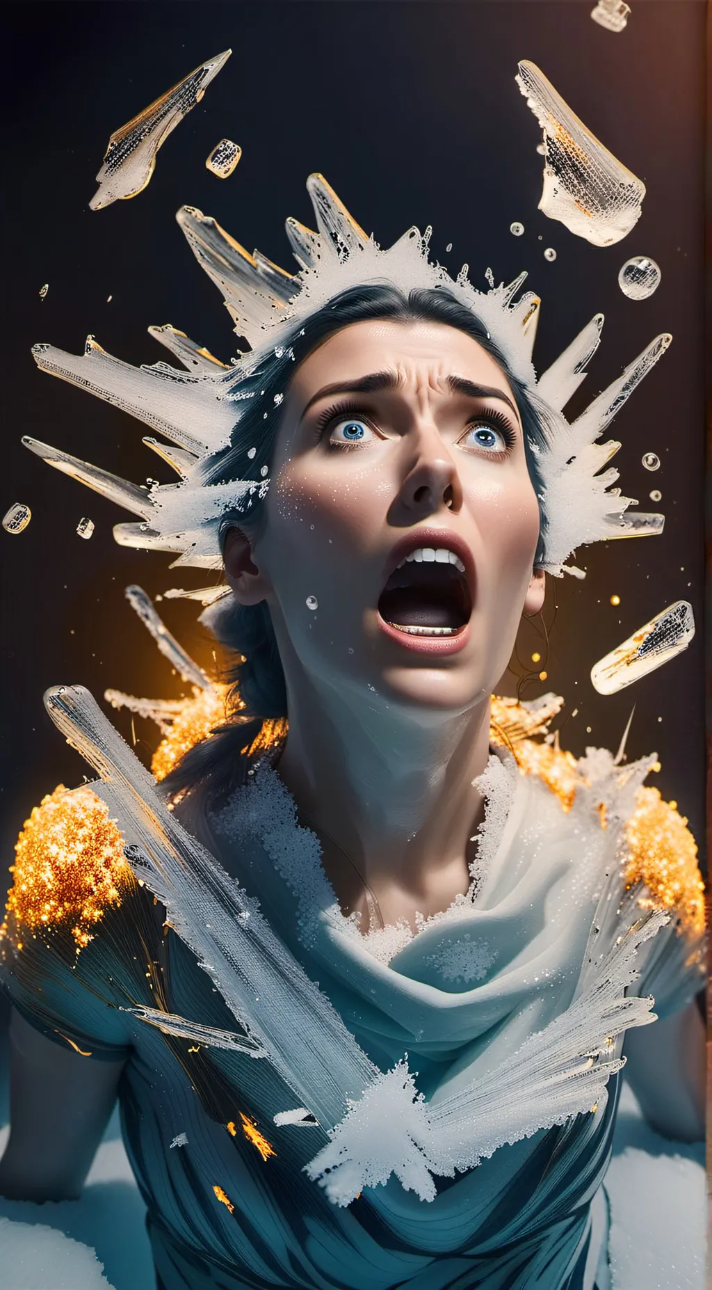 ai character: frozen woman background