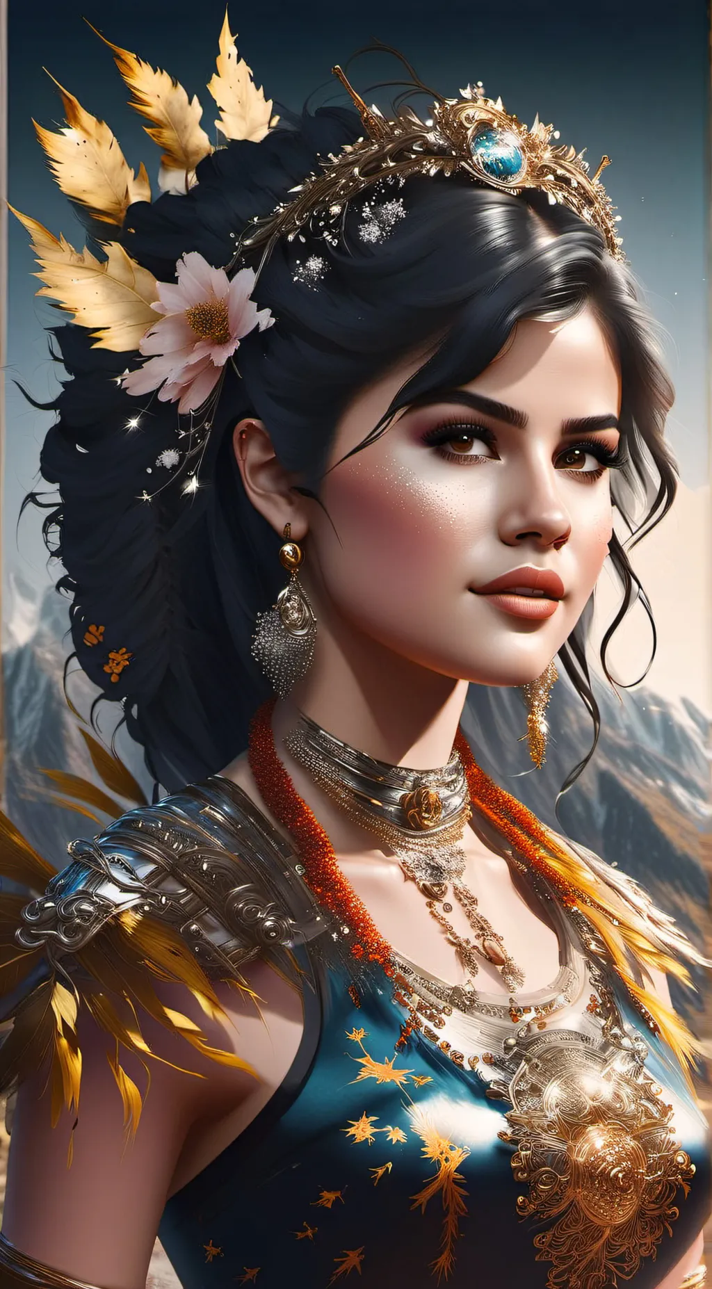 ai character: selena Gomez  background