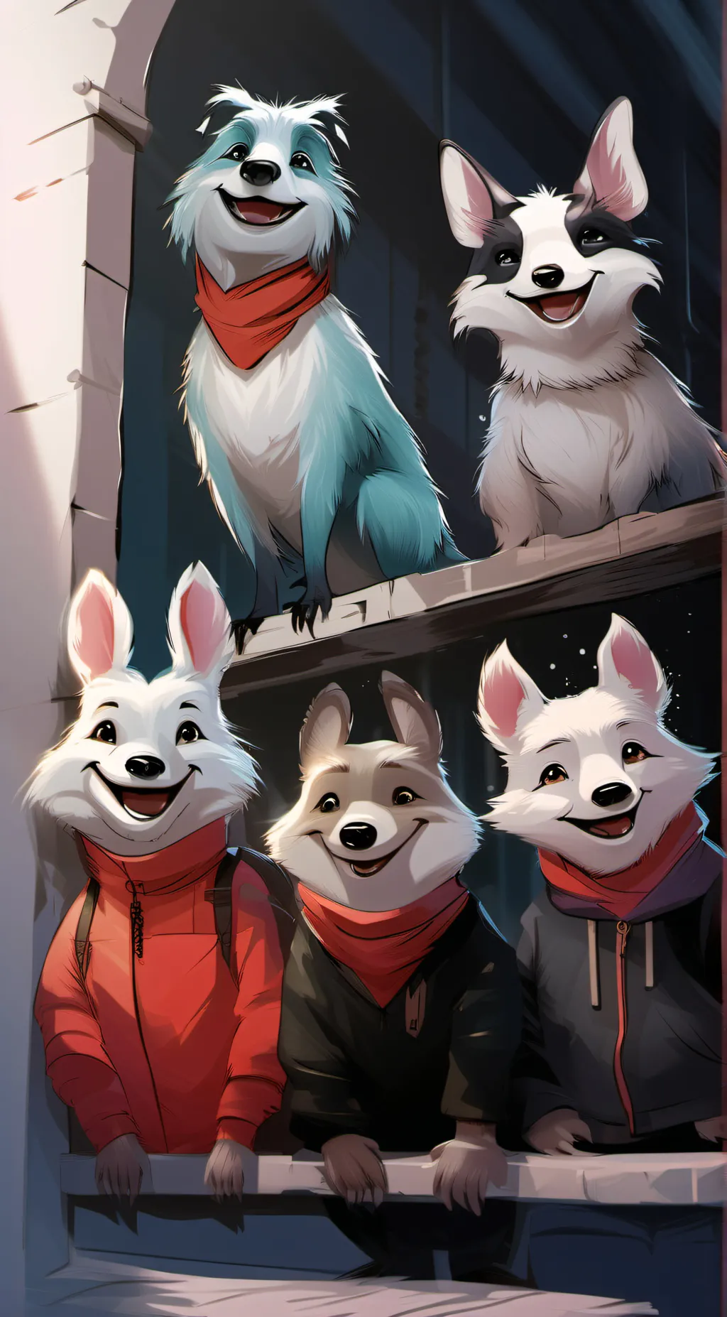 ai character: Smiling critters background