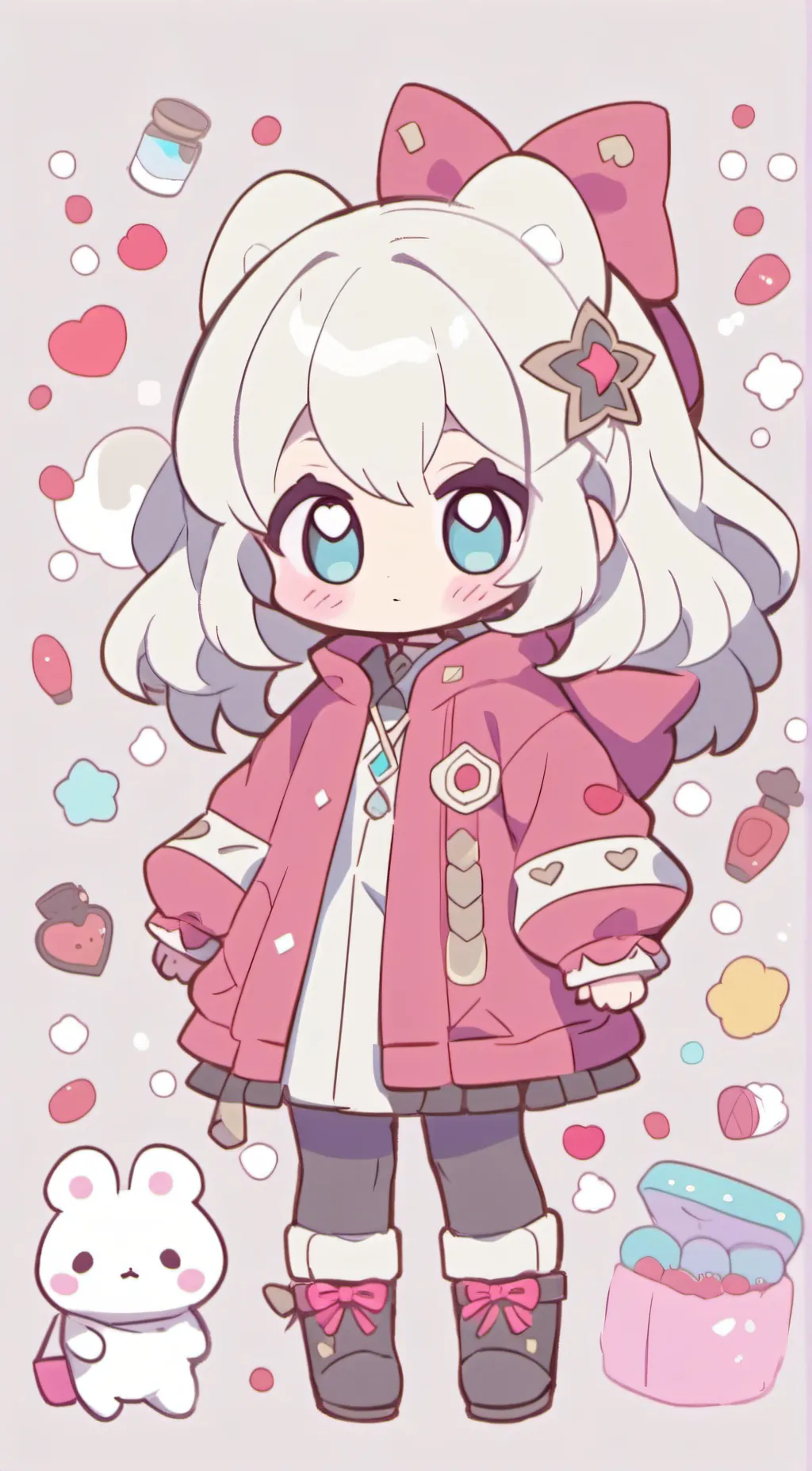 ai character: cute chibi girl  background