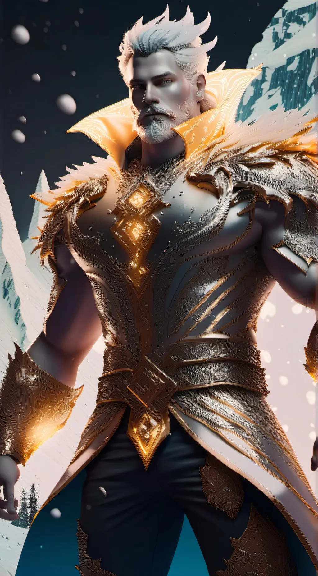 ai character: glacier king background