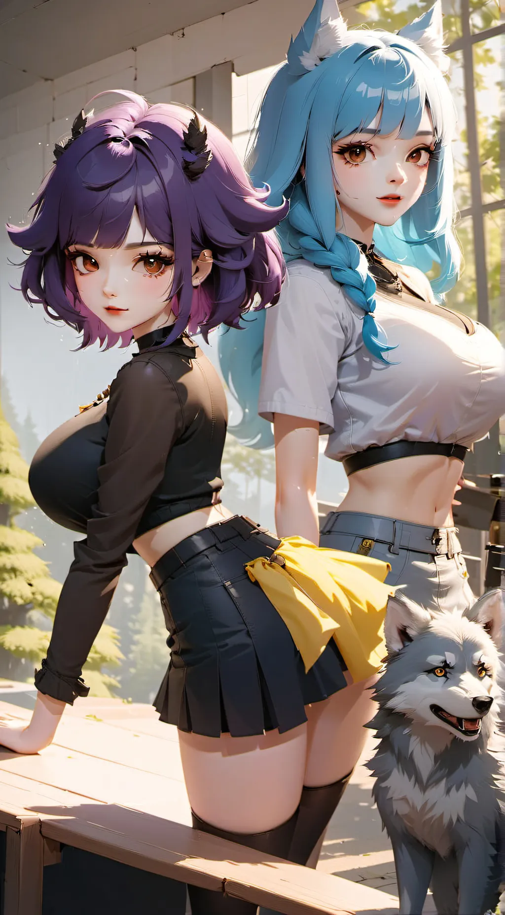 ai character: 💙Wolf twins💜 background