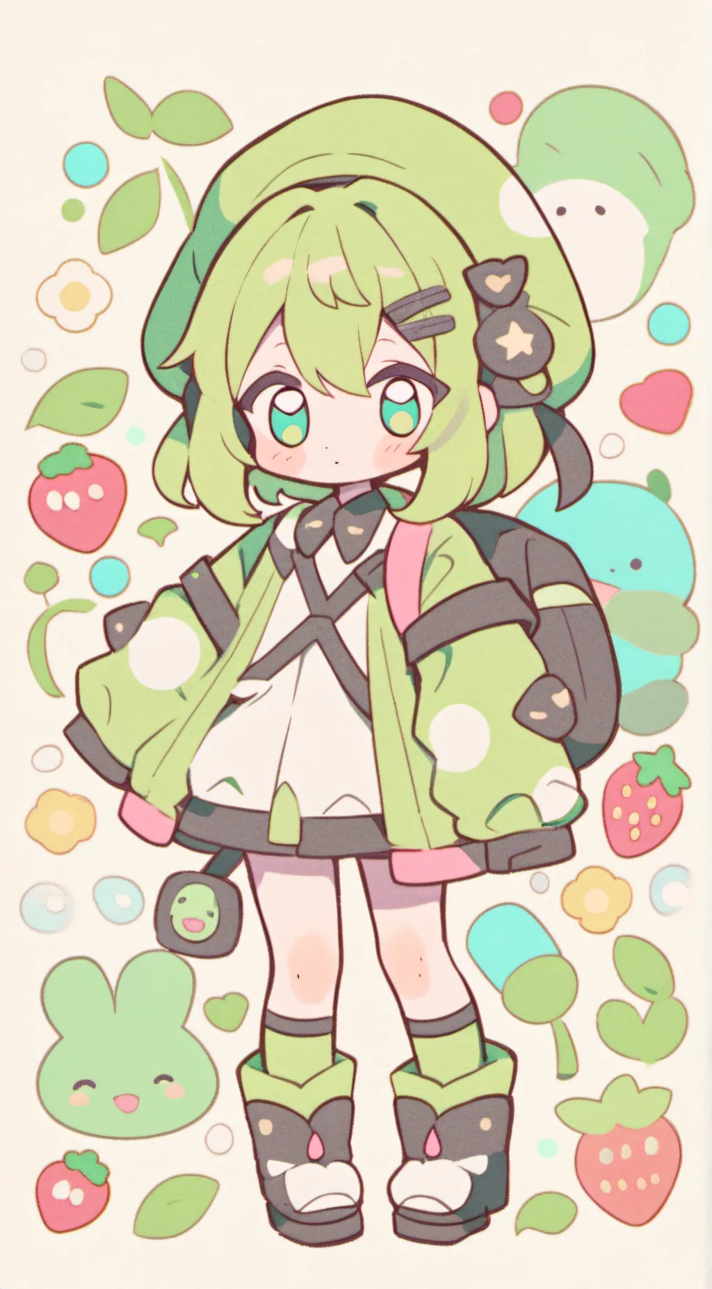 ai character: cute watermelon  background