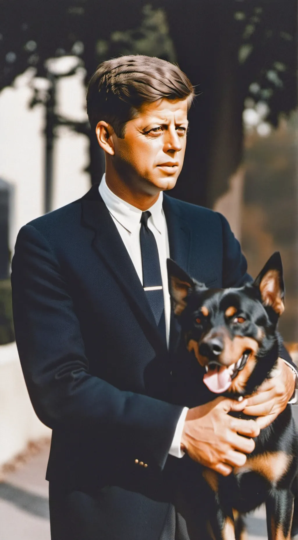 ai character: JFK with his dog background