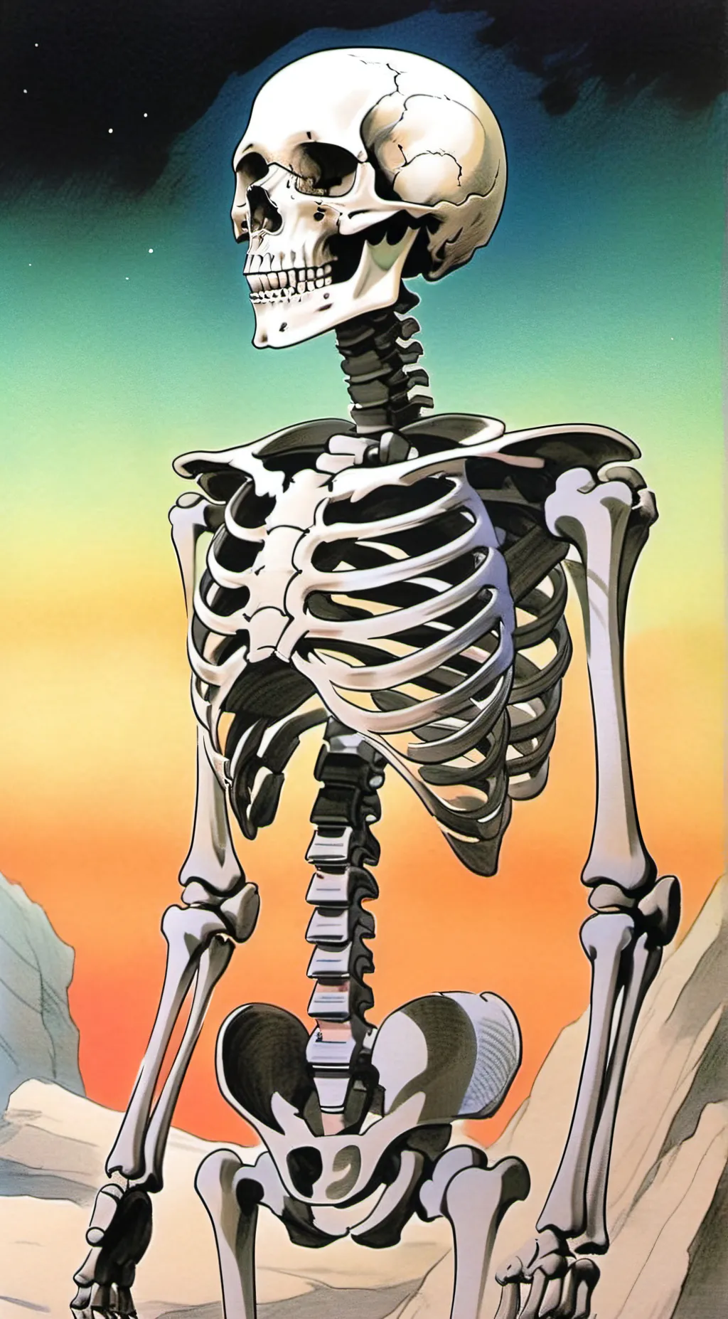 ai character: skeleton  background