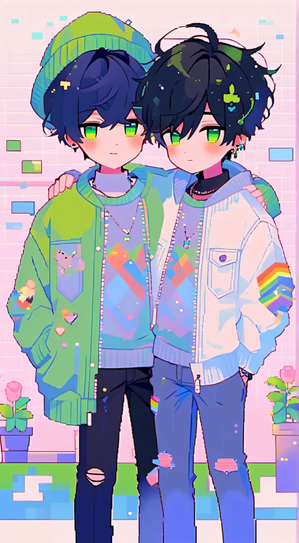 ai character: Blue × Green background