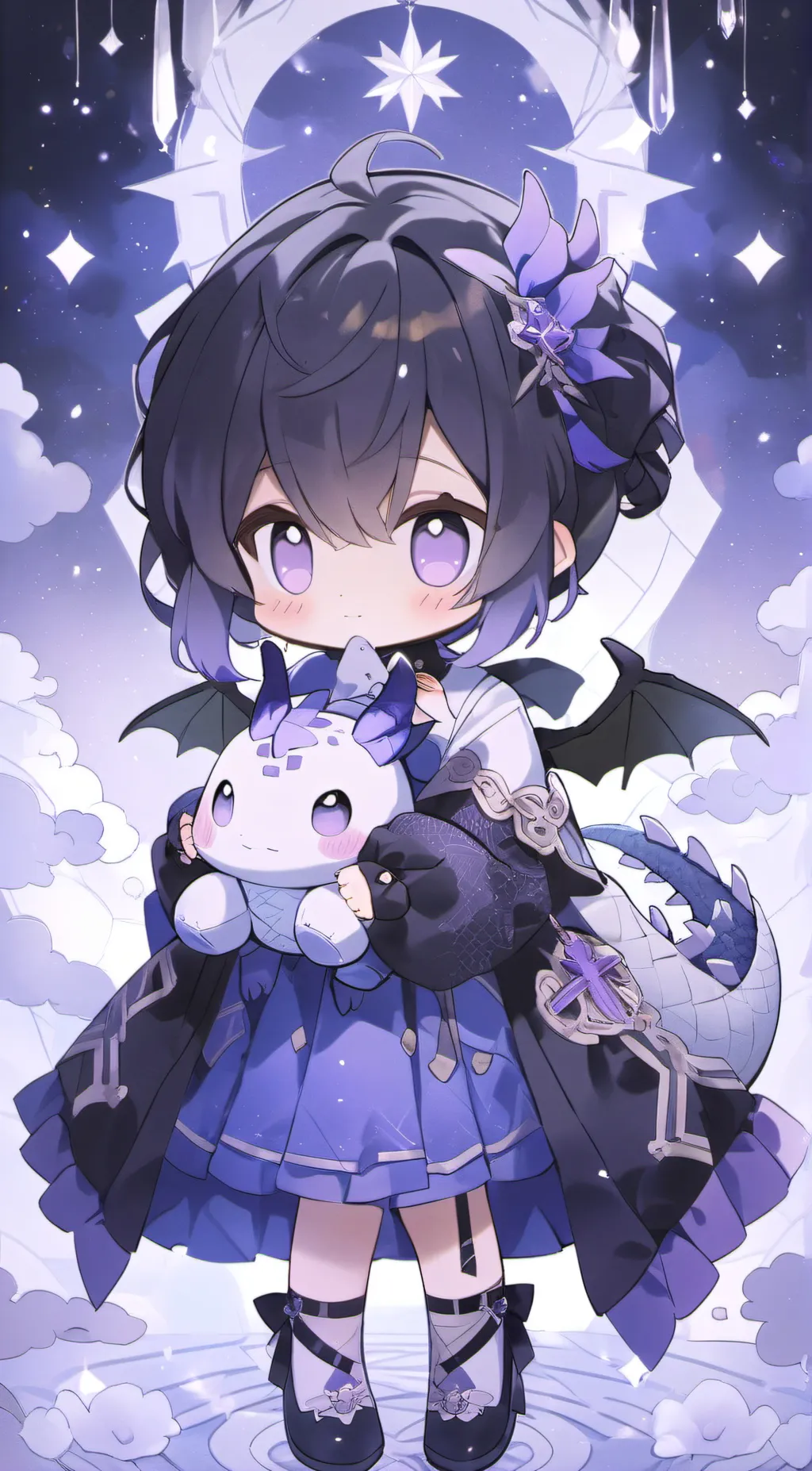 ai character: cute ender dragon background