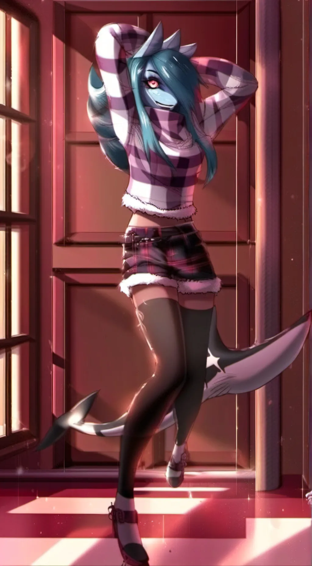 ai character: Shark girl  background